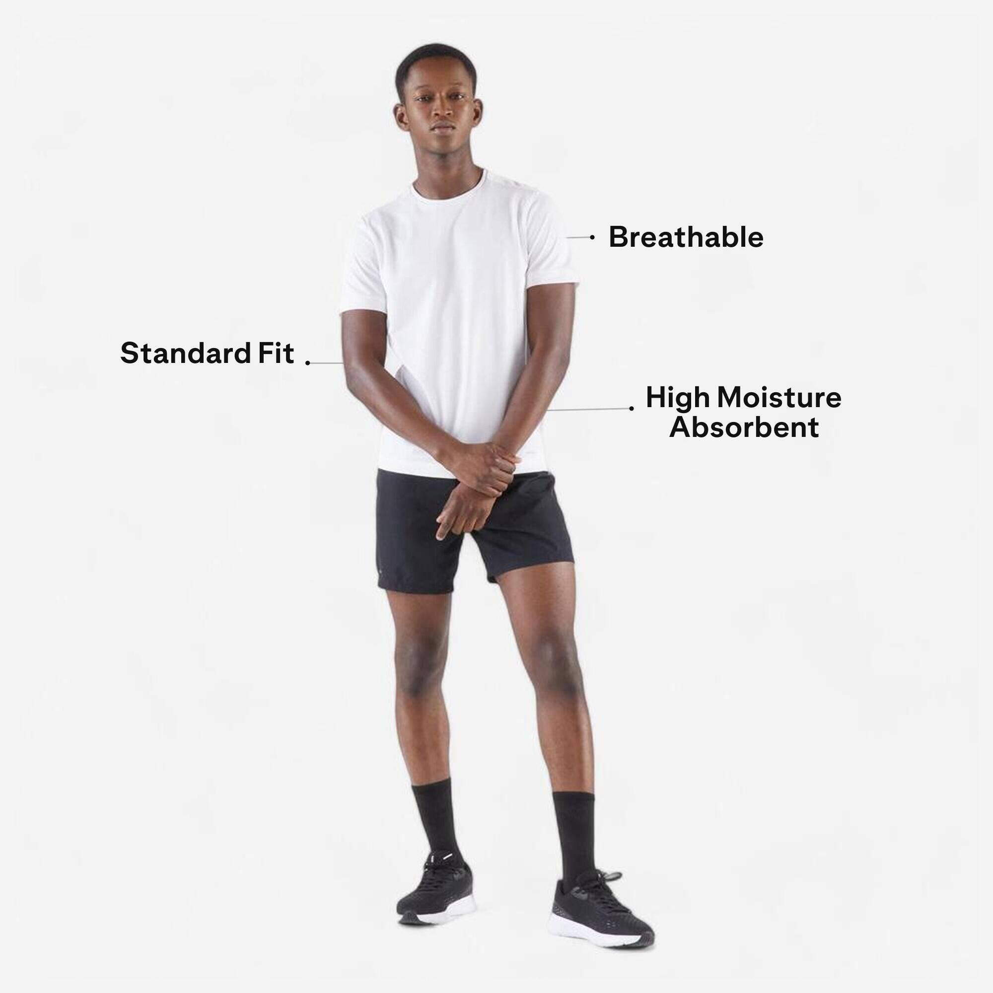 Men Running T-Shirt Breathable, Quick Dry, Kiprun 100 - White -  2