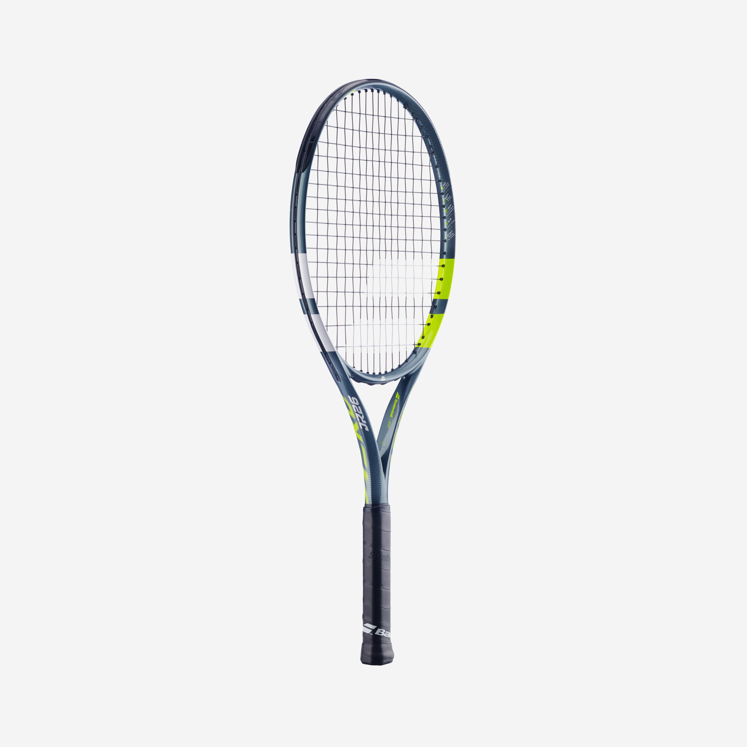 Raquette de tennis enfant 26 pouces, Babolat aero jr 26 gris jaune. 2/5