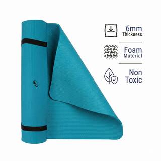 Yoga Mat 6mm Thick, 183 x 61 cm, Better Grip with Carry Strap – Blue