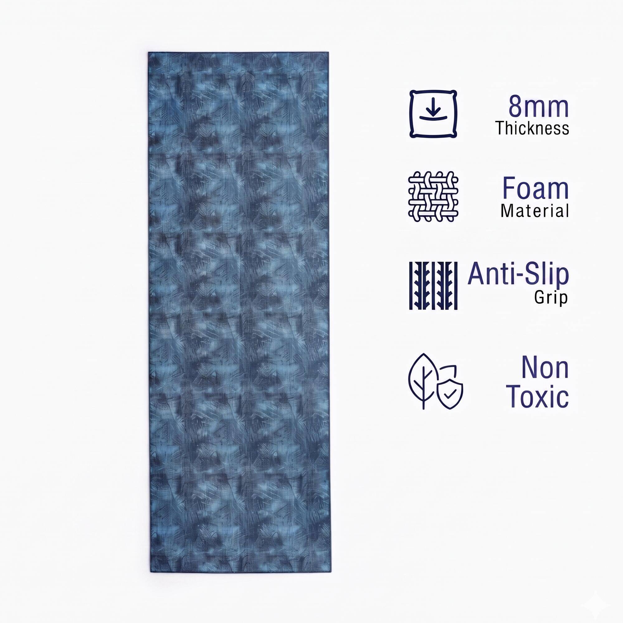 8 mm Grippy and Comfortable Gentle Yoga Mat - Dark Blue -  1