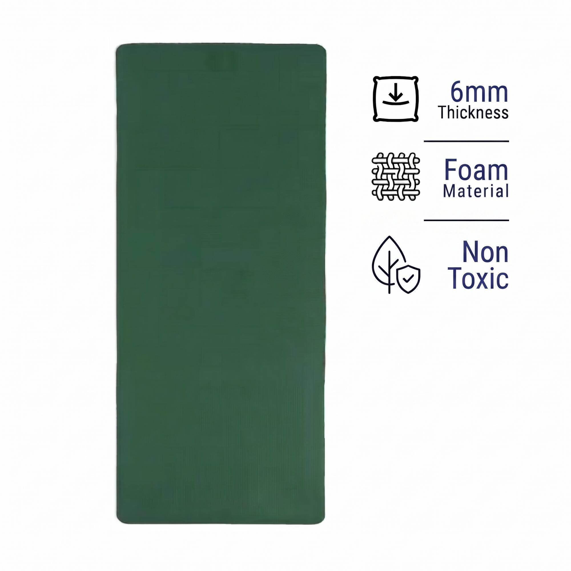 Yoga Mat 6mm Thick, 183 x 61 cm, Better Grip with Carry Strap – Green -  1