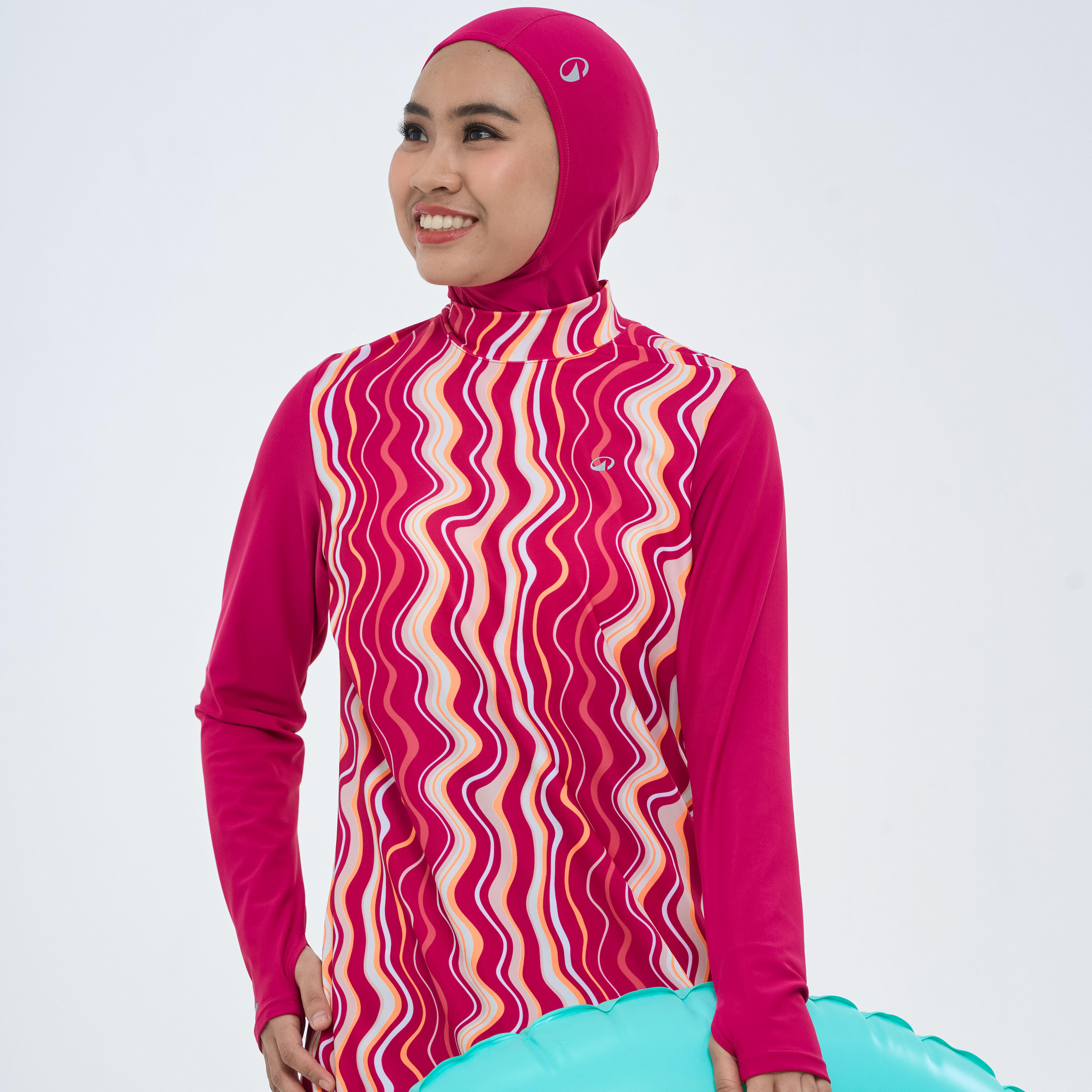Modest full-coverage swim tunic with built-in padded cups