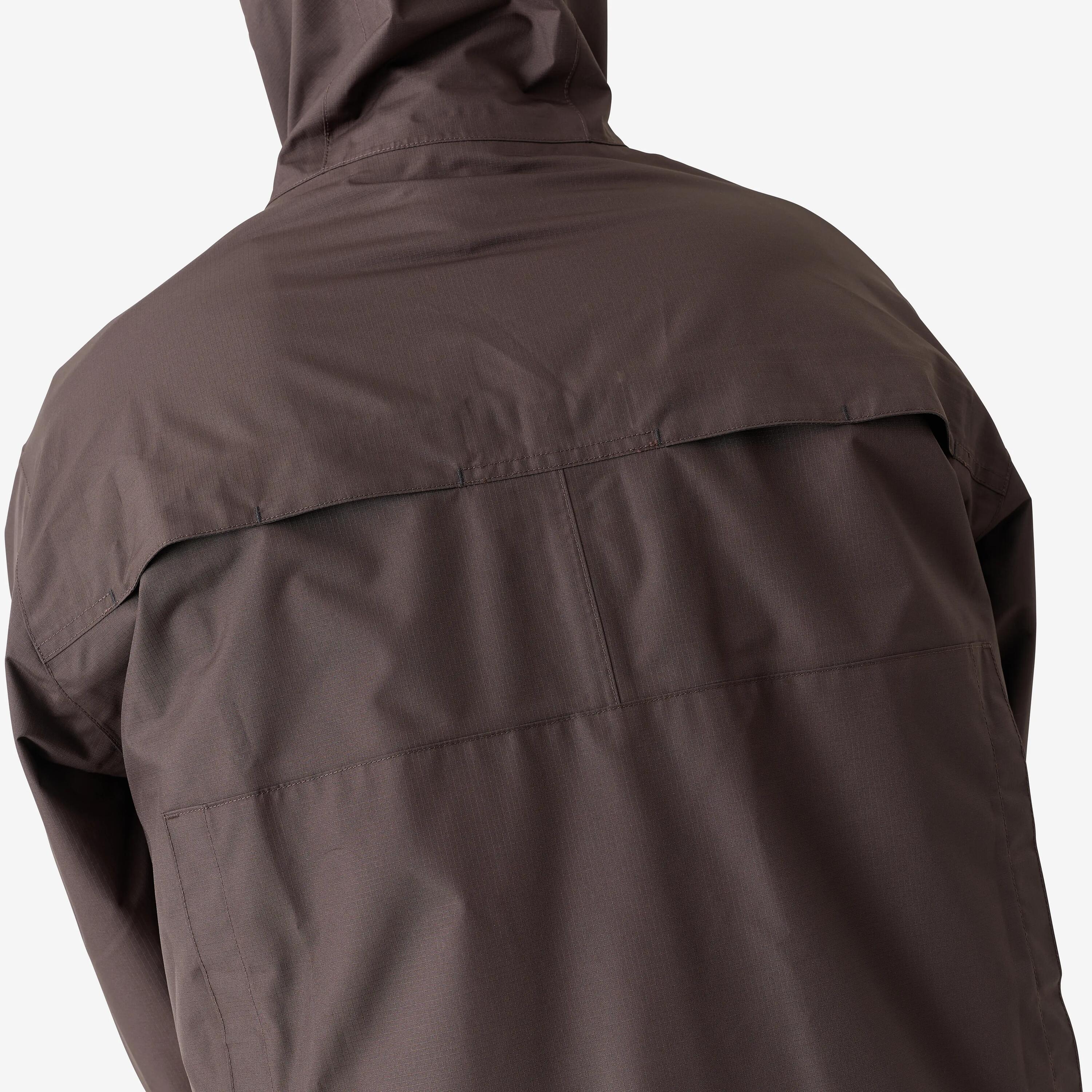 Manteau long chasse imperméable 500 marron cacao 3/8