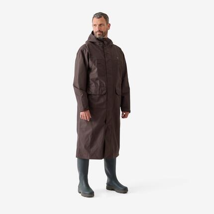 Manteau long chasse imperméable 500 marron cacao