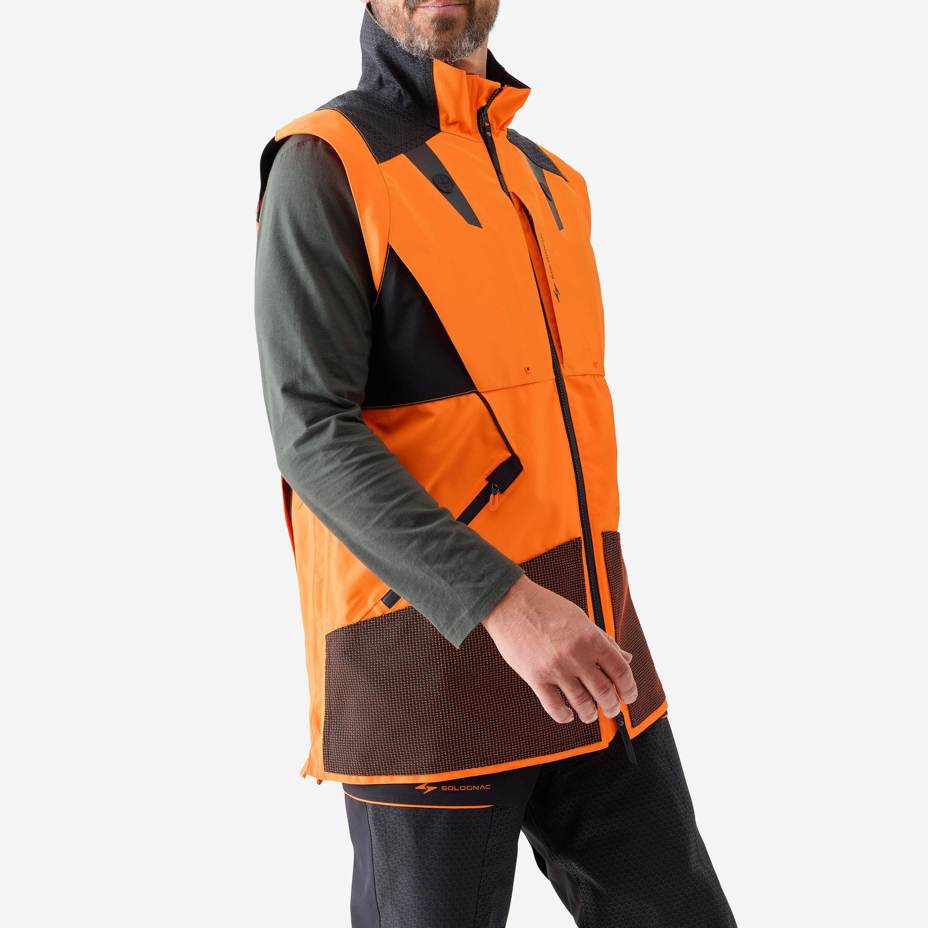 Veste chasse ultra-résistante imperméable modulable Supertrack 1200 homme fluo 15/26