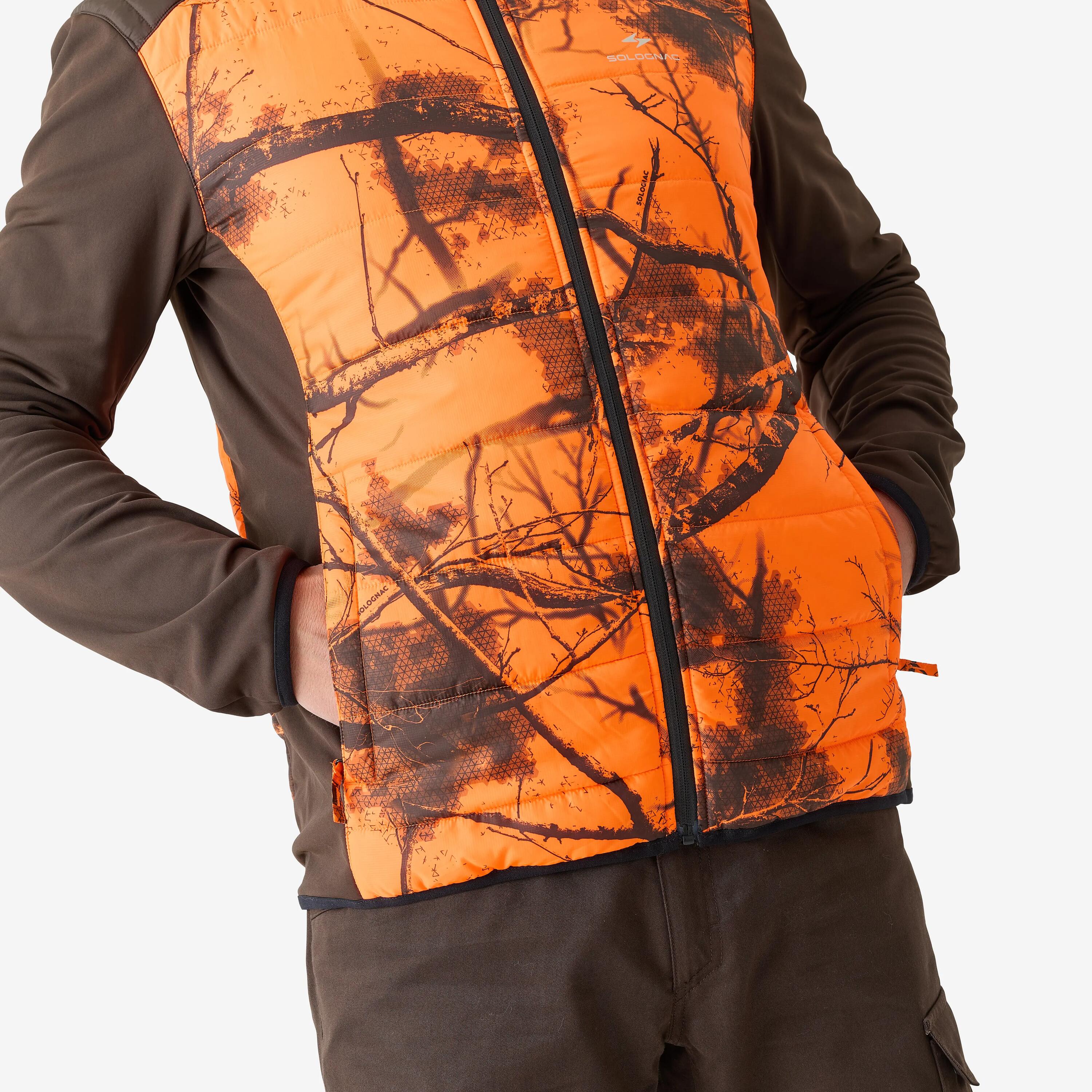 Kurtka hybrydowa Solognac 500 camo Treemetic fluo 5/7