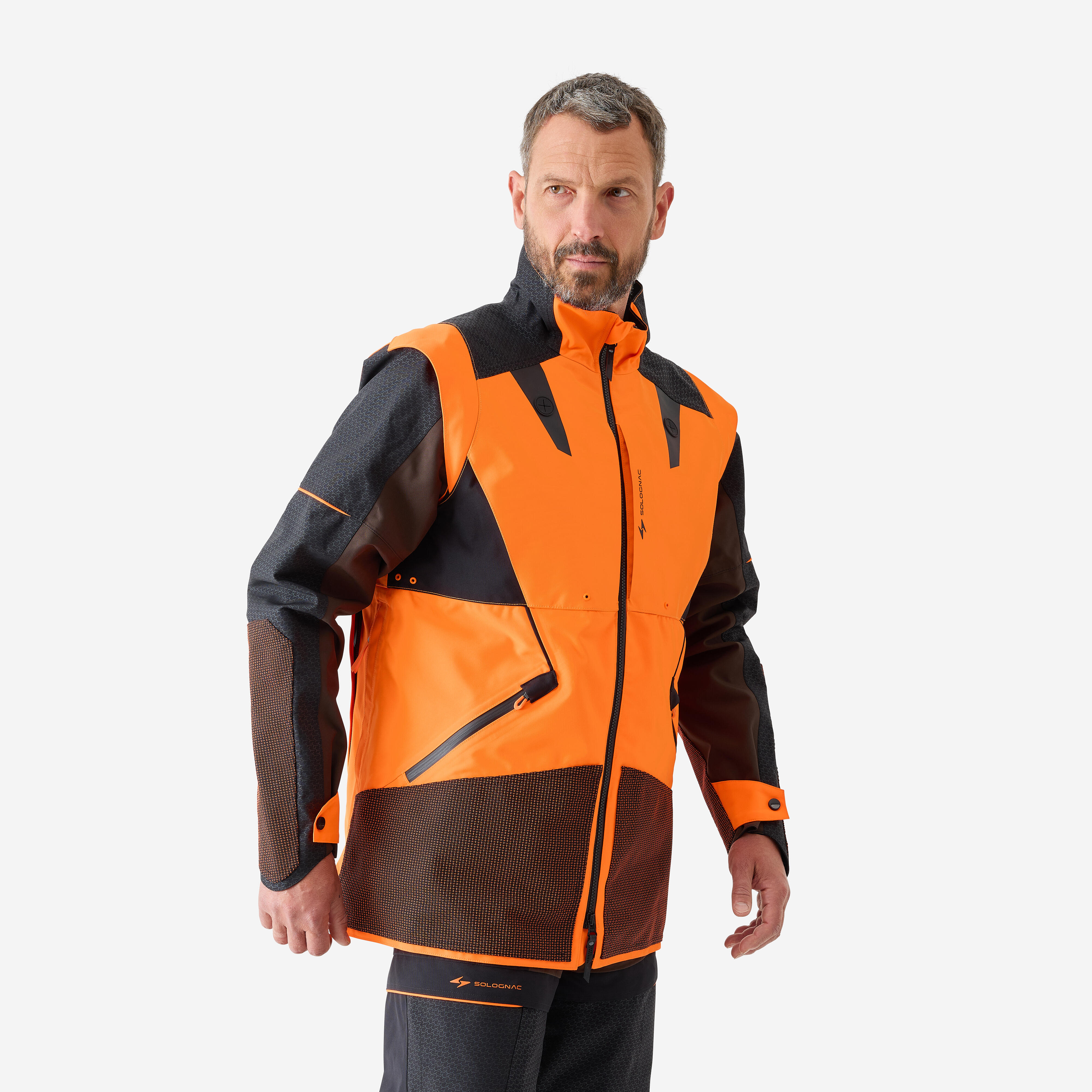 Solognac Veste De Traque Chasse Ultra Resistante Modulable Supertrack 1200 Homme Fluo