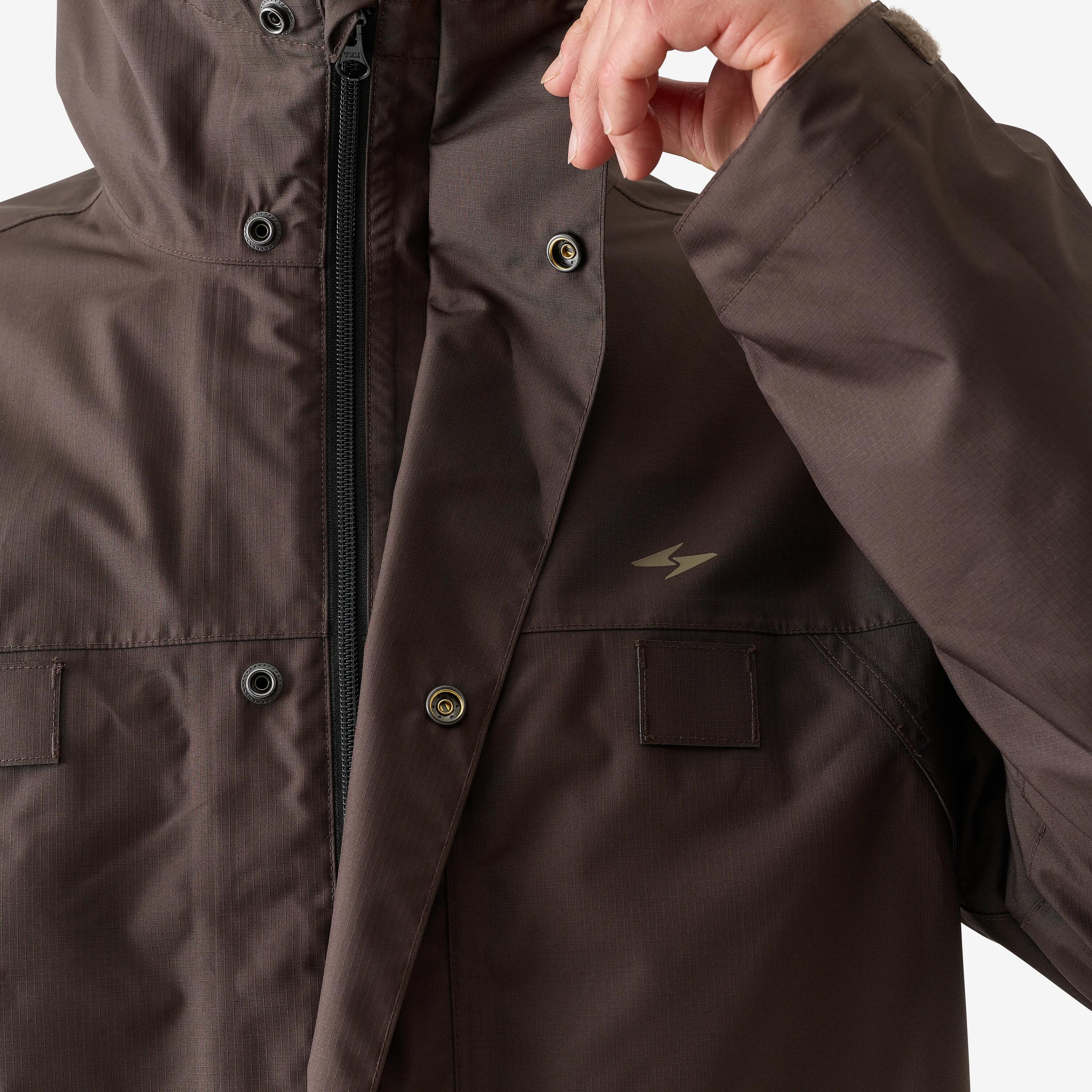 Manteau long chasse imperméable 500 marron cacao 7/8