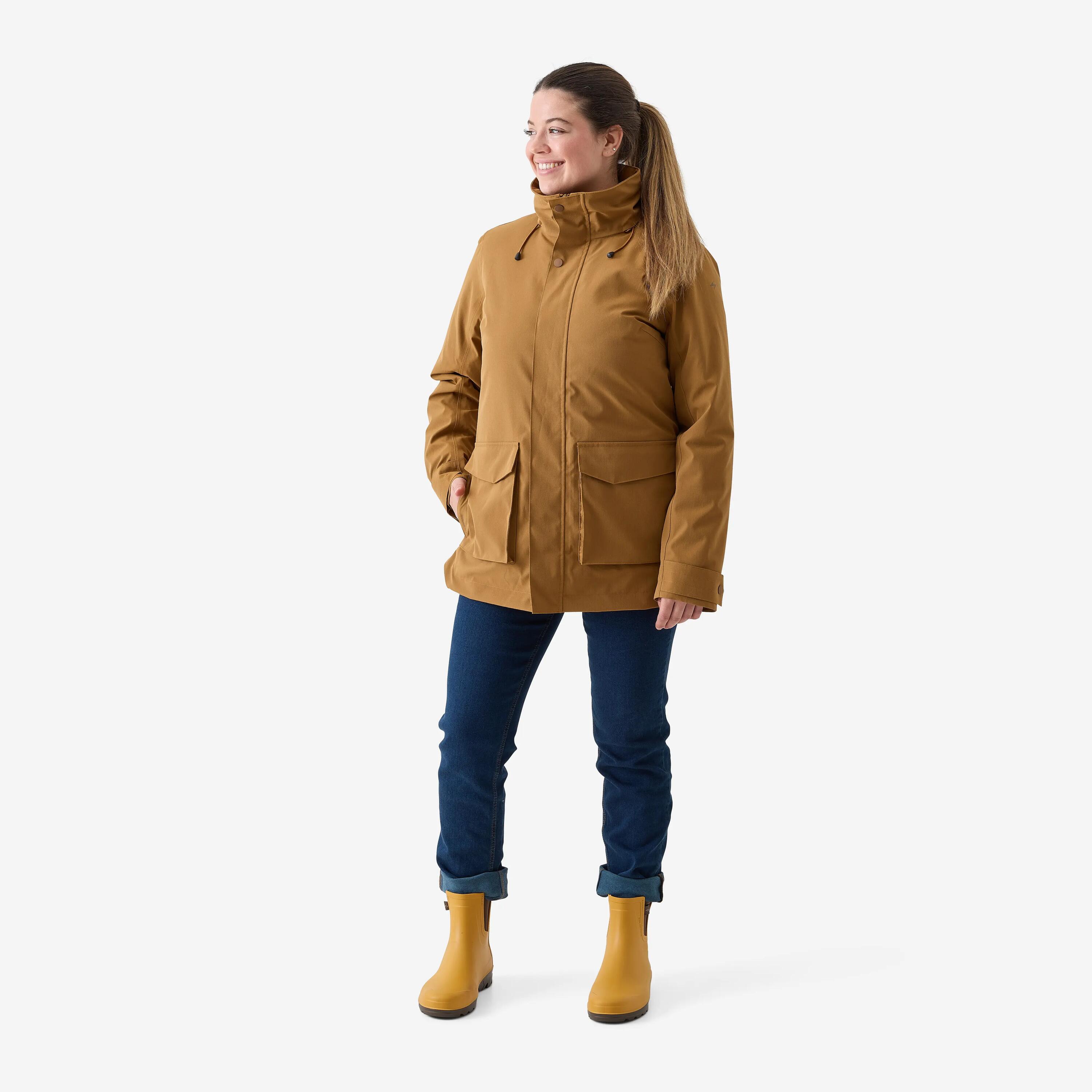 Veste chaude imperméable 500 femme marron clair 10/10