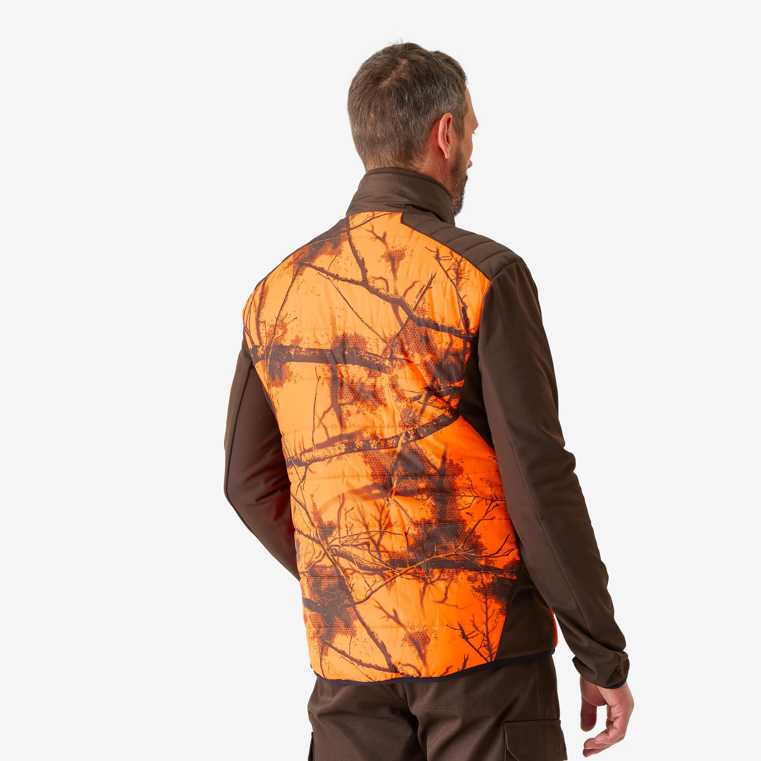 Kurtka hybrydowa Solognac 500 camo Treemetic fluo 2/7