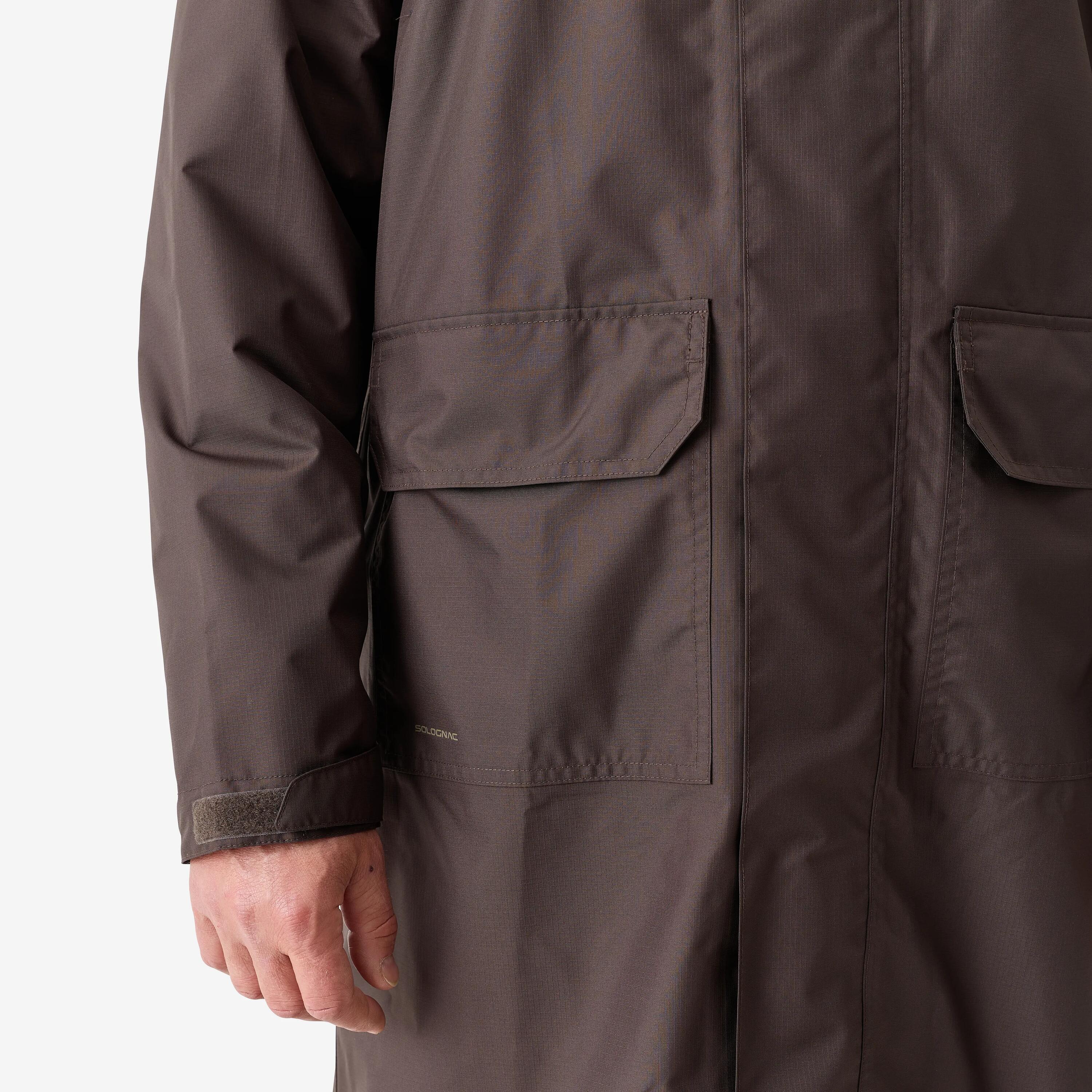 Manteau long chasse imperméable 500 marron cacao 5/8