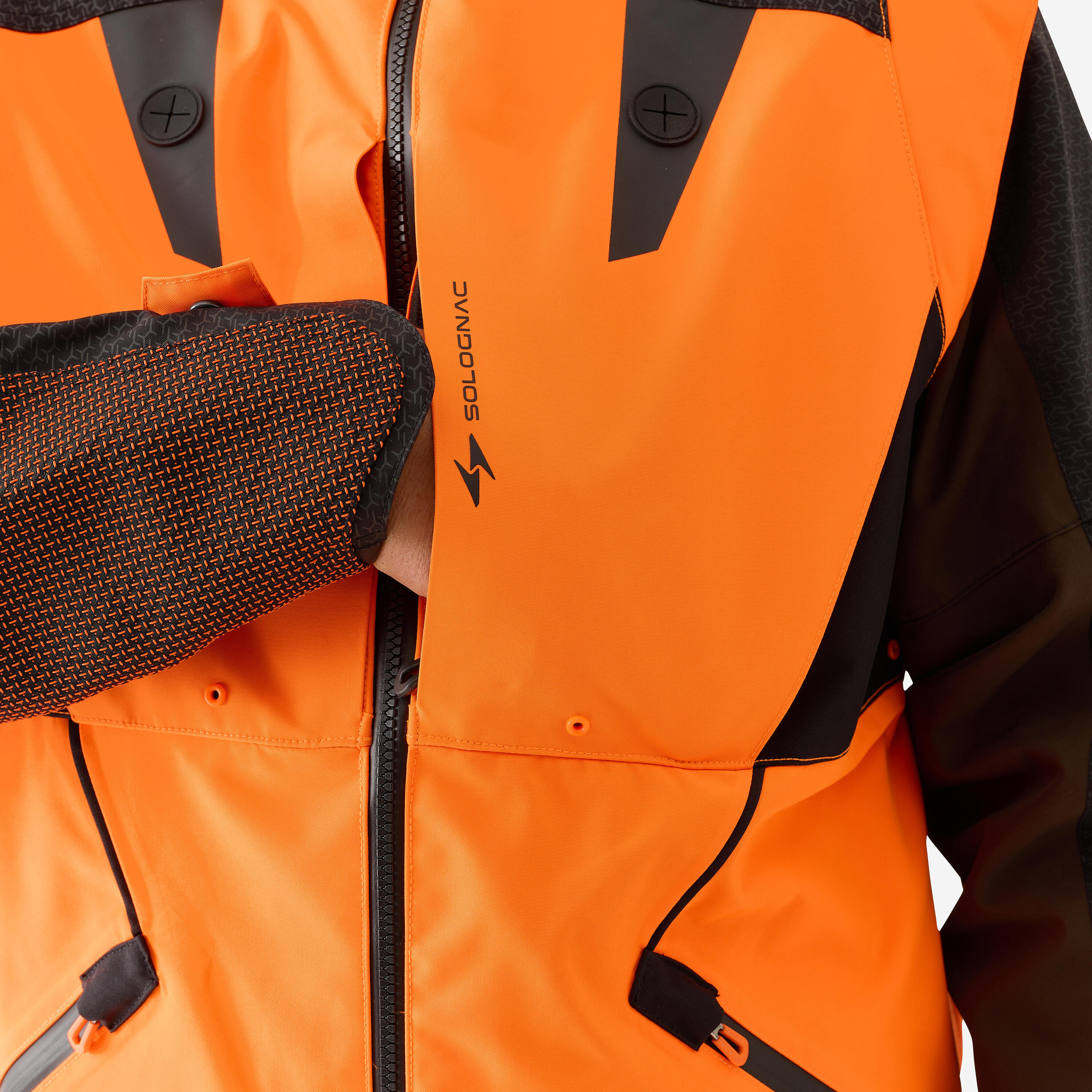 Veste chasse ultra-résistante imperméable modulable Supertrack 1200 homme fluo 5/26