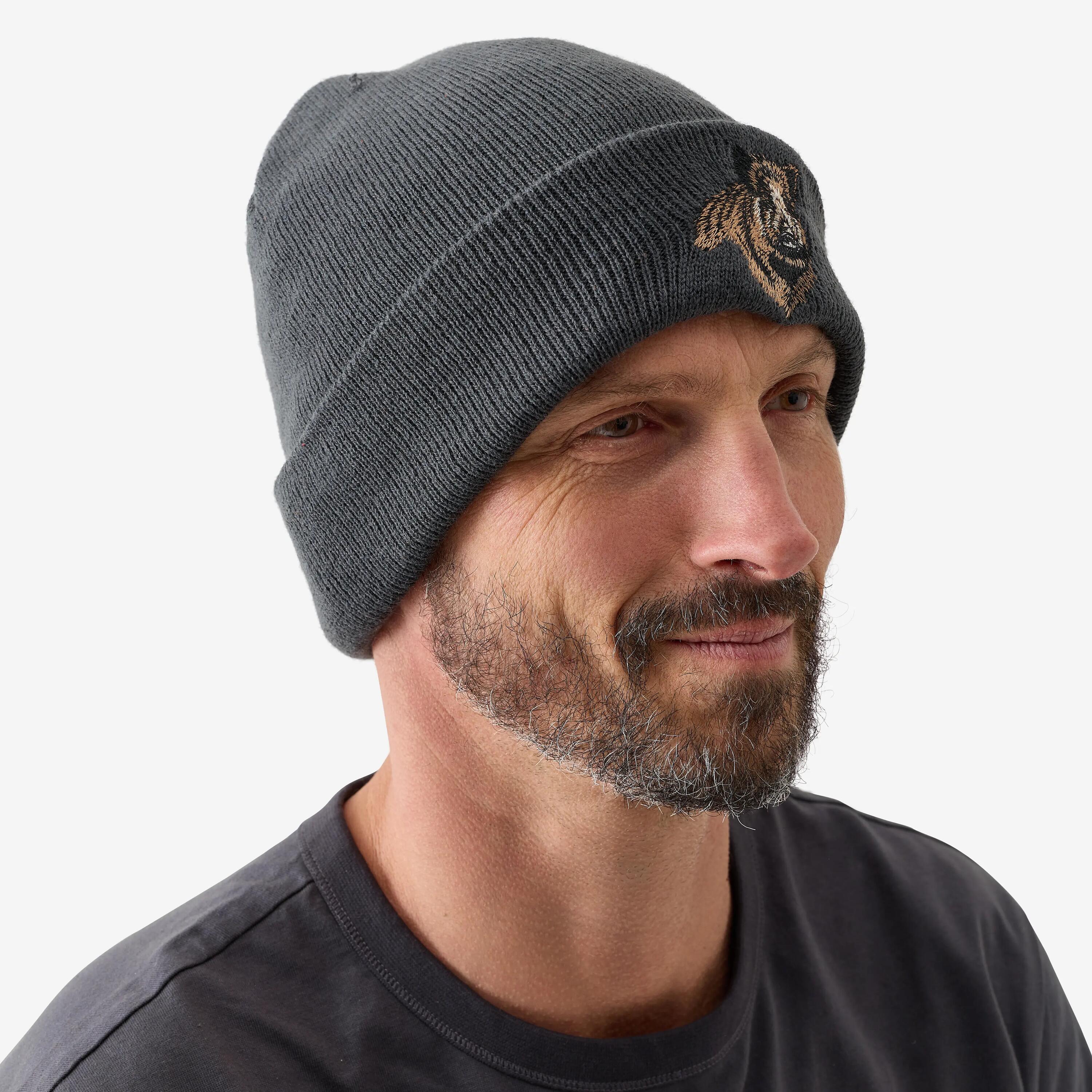 Bonnet doublé polaire broderie sanglier Somlys noir 3/3