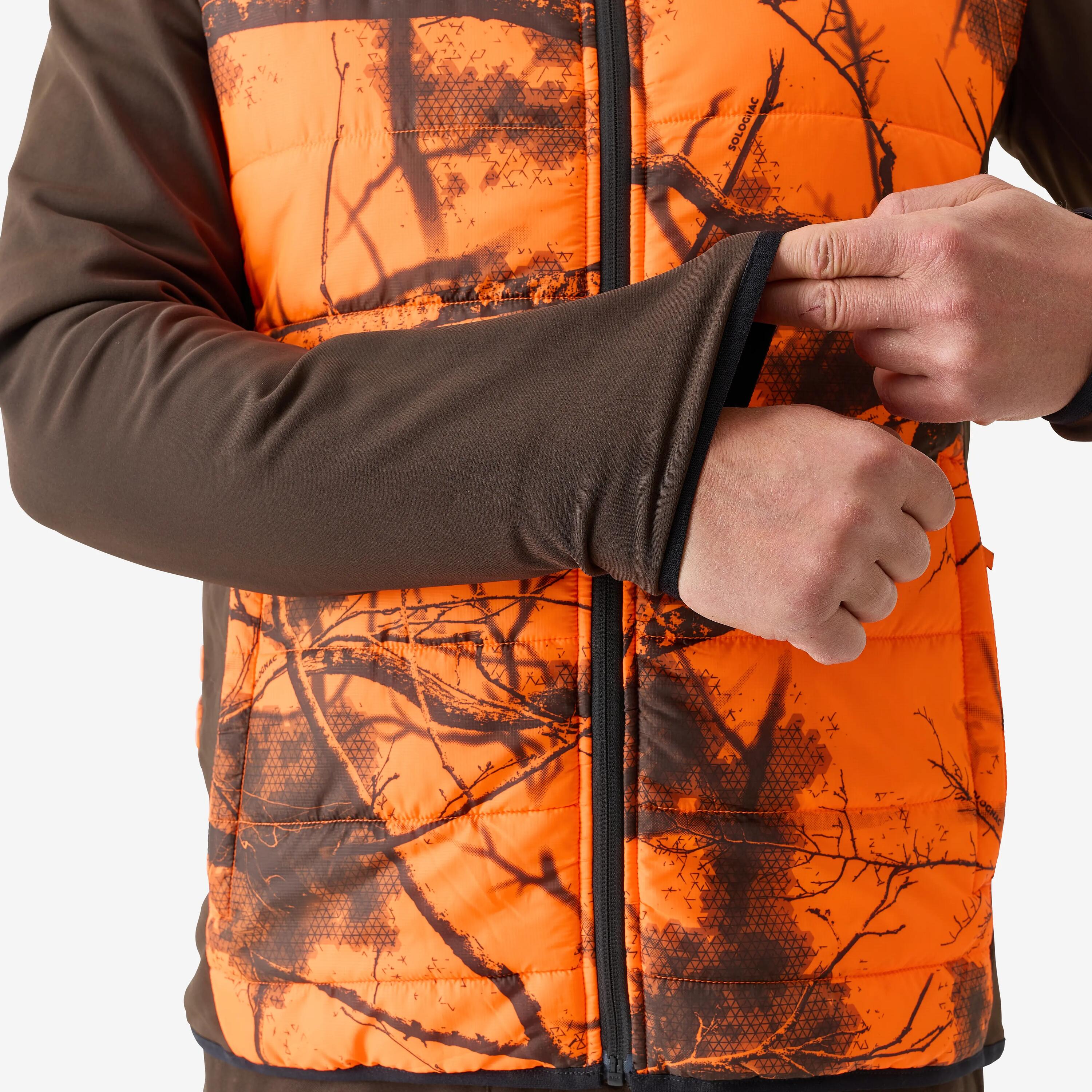 Kurtka hybrydowa Solognac 500 camo Treemetic fluo 6/7