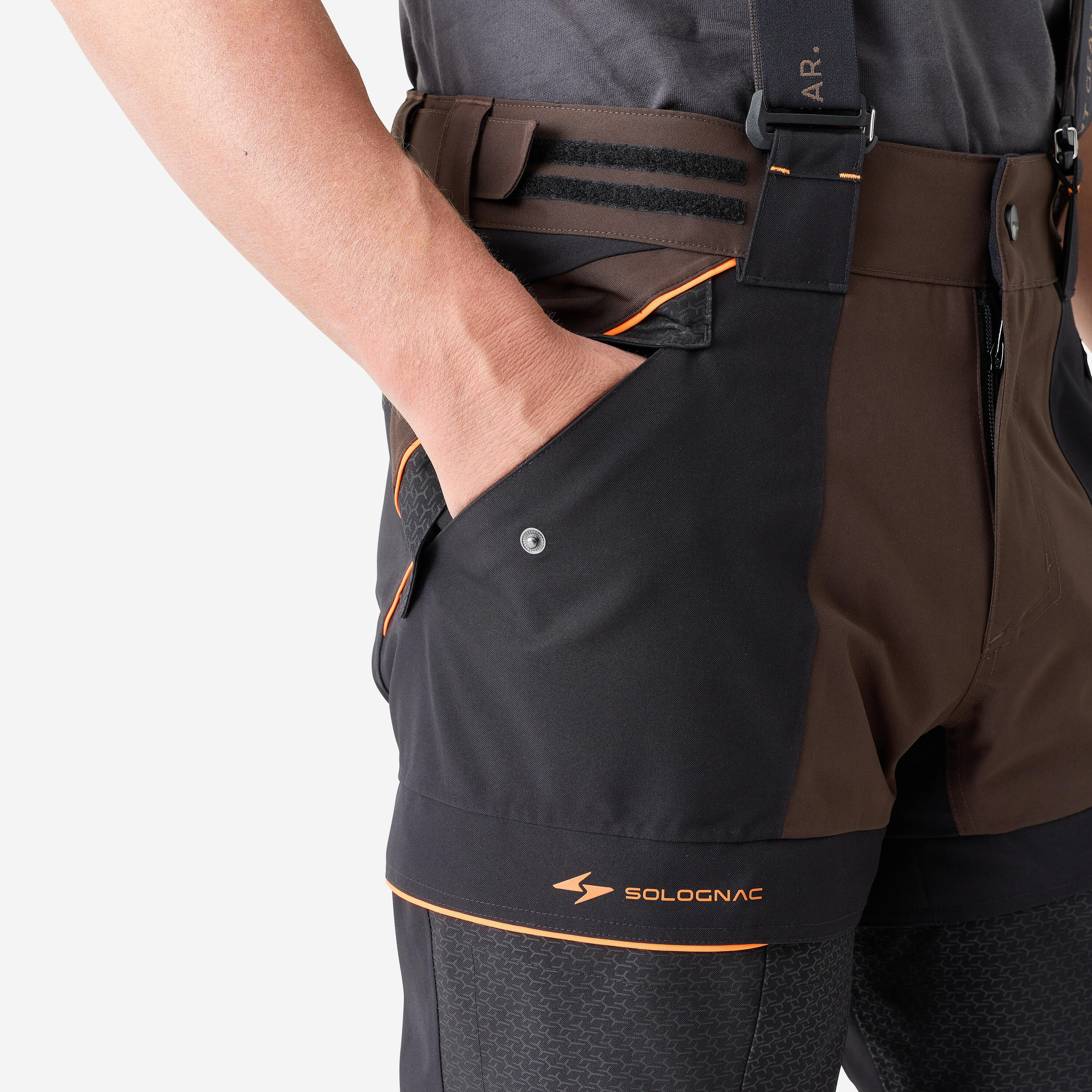 Pantalon chasse imperméable résistant modulable Supertrack 1200 homme noir 6/19