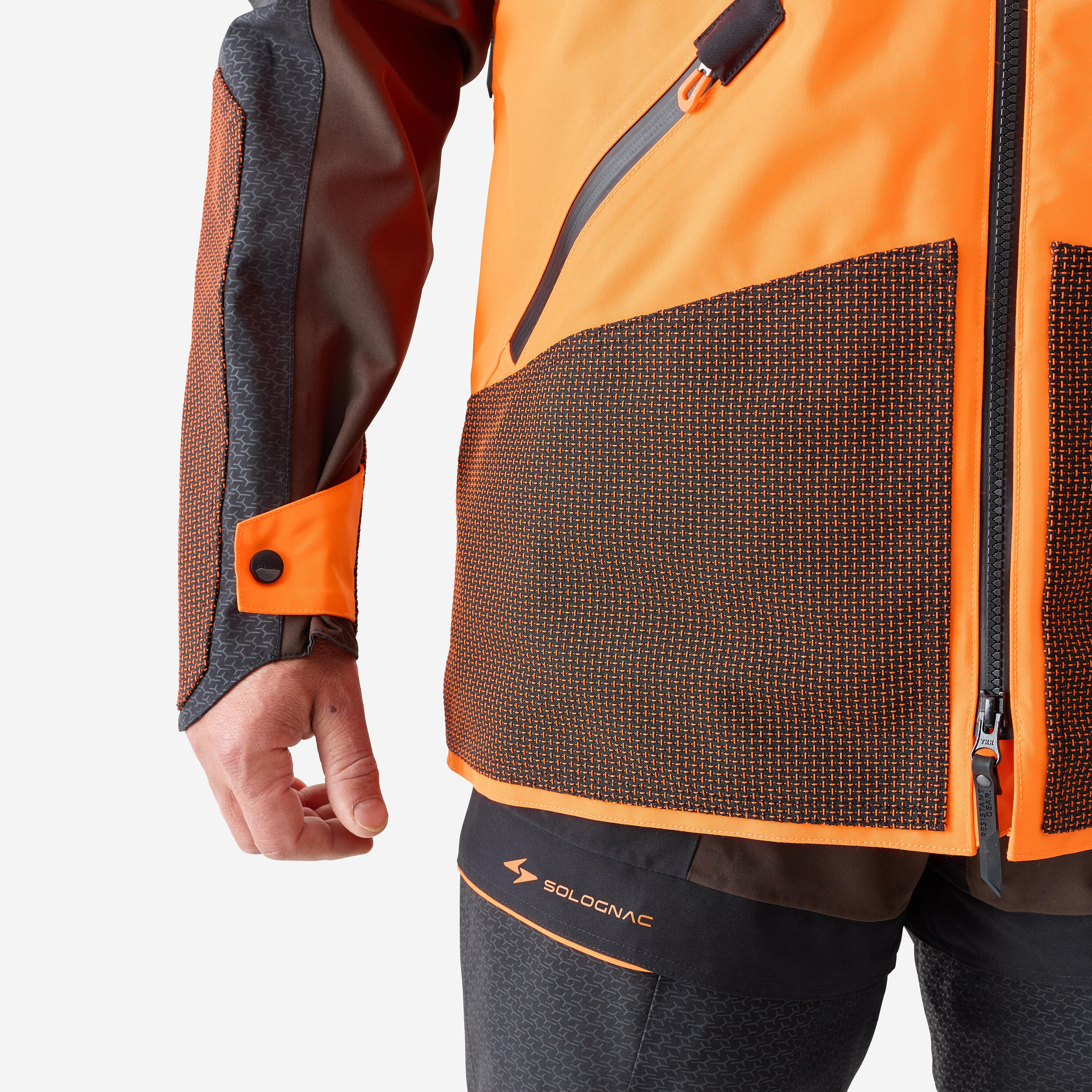 Veste chasse ultra-résistante imperméable modulable Supertrack 1200 homme fluo 7/26