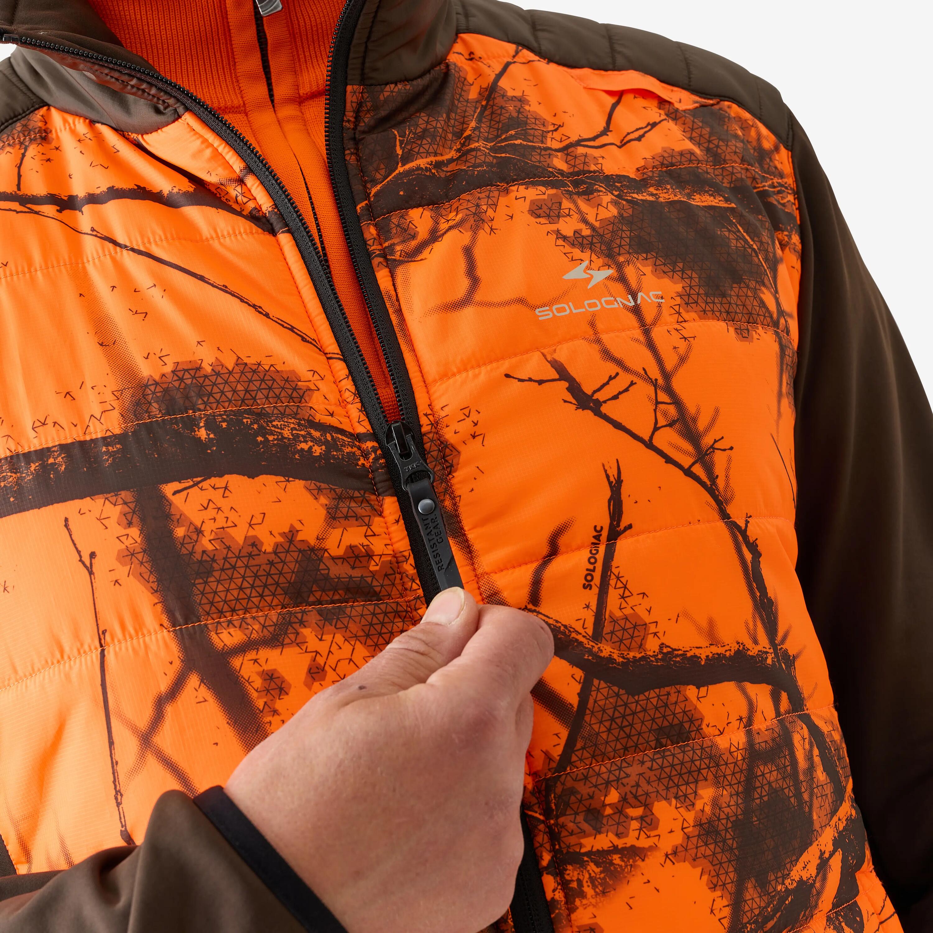 Kurtka hybrydowa Solognac 500 camo Treemetic fluo 4/7