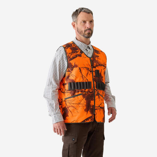 Gilet de chasse réversible treemetic orange fluo / vert