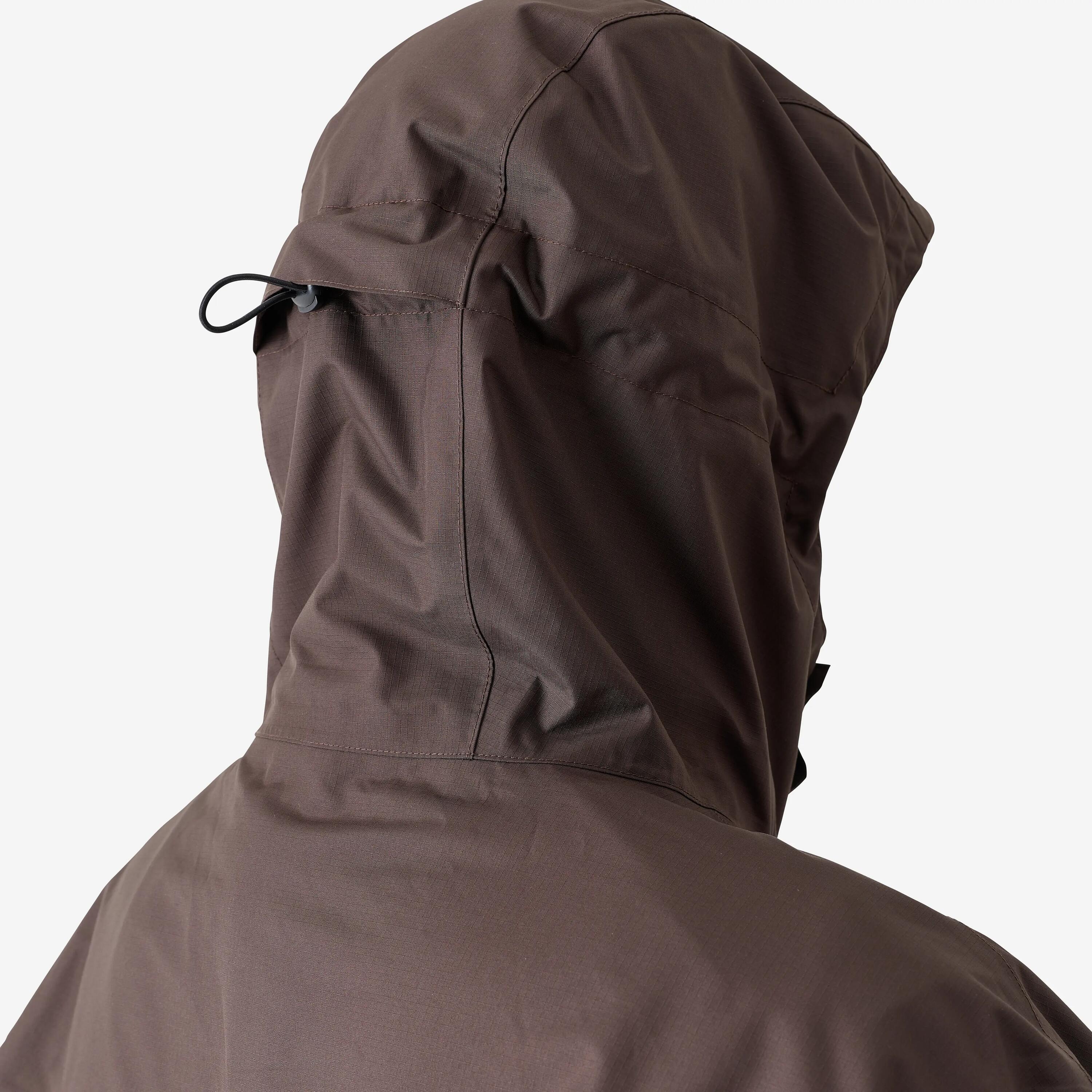 Manteau long chasse imperméable 500 marron cacao 4/8