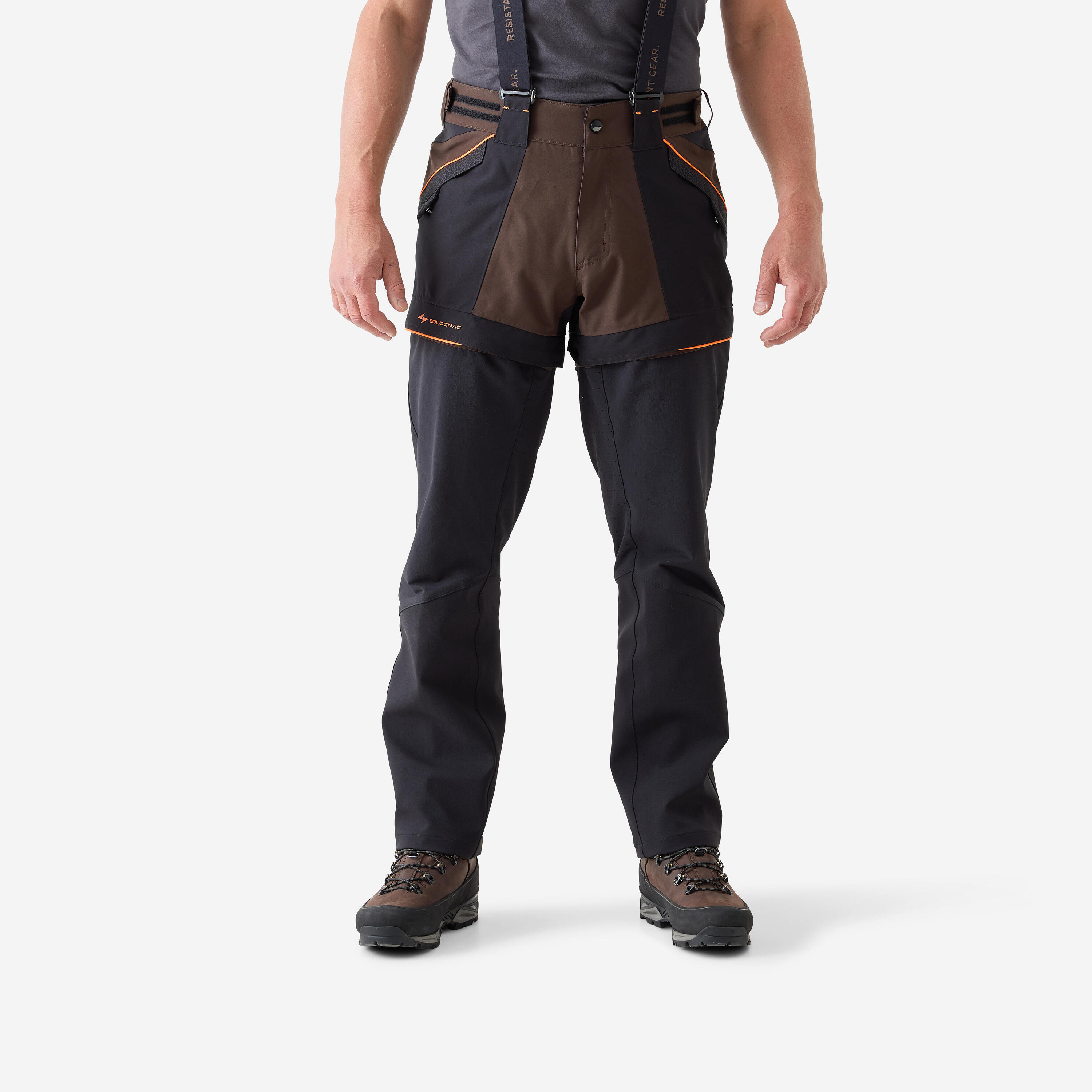Pantalon chasse imperméable résistant modulable Supertrack 1200 homme noir 8/19