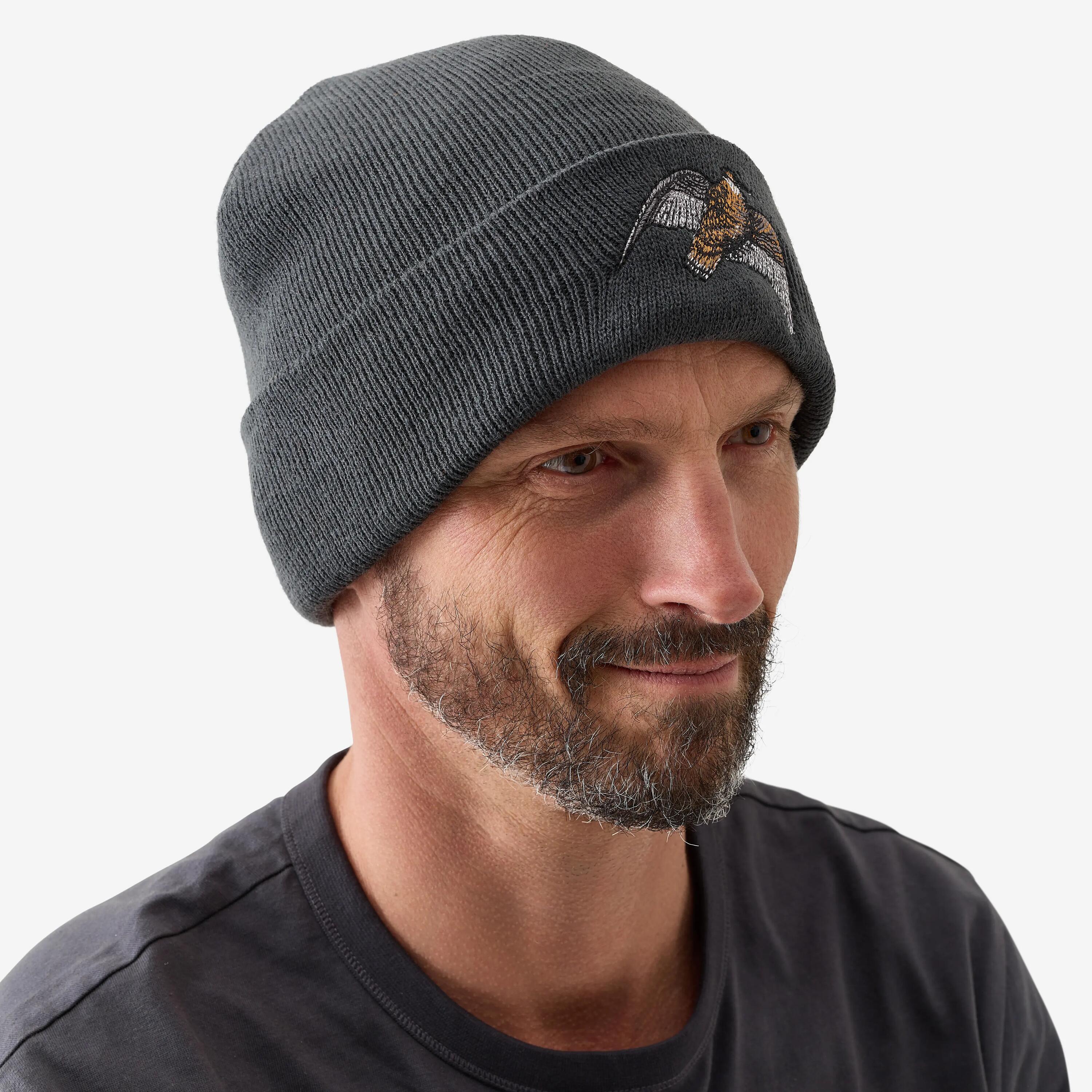 Bonnet doublé polaire broderie bécasse Somlys noir 2/4