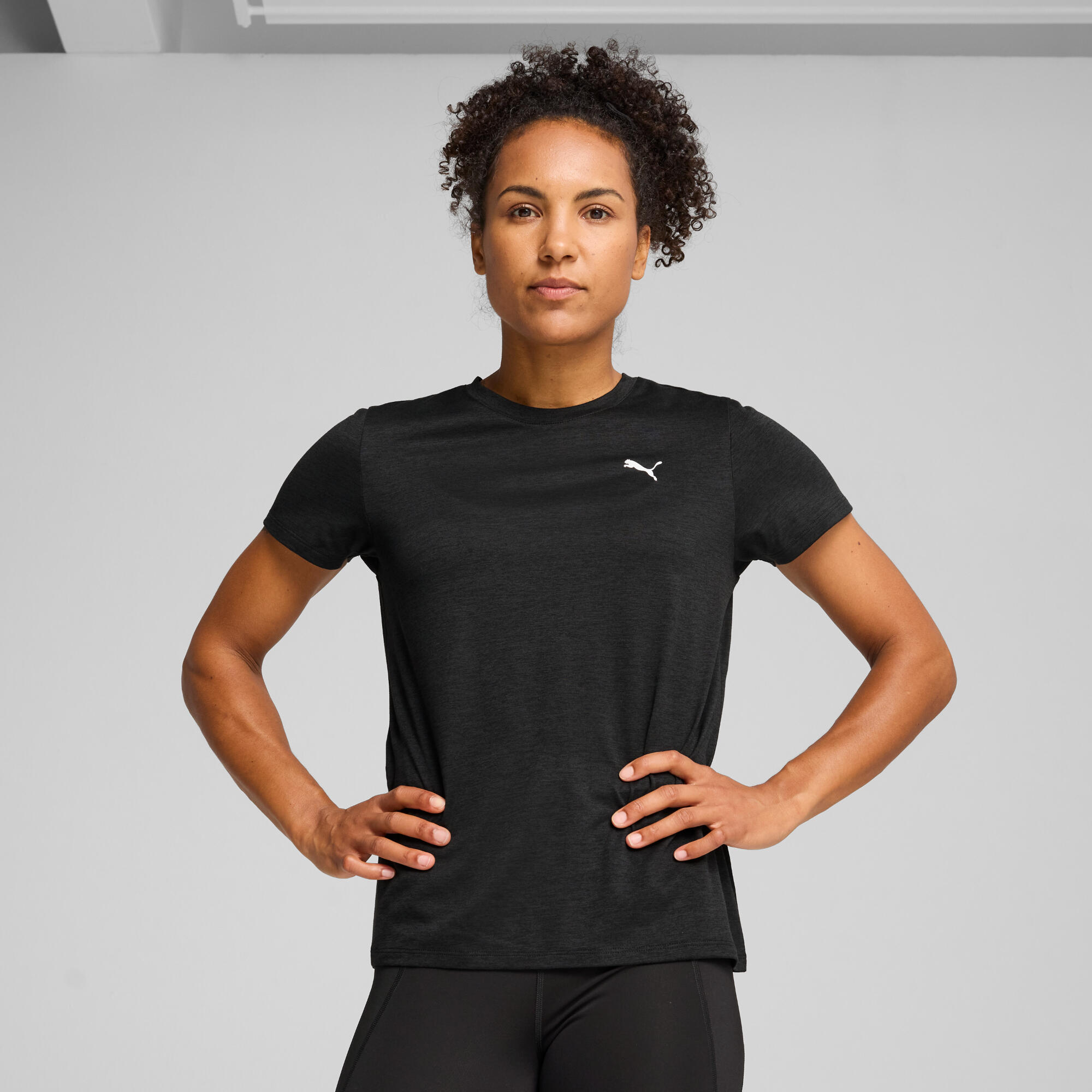 PUMA Train All Day Essentials Women's Heather Training Tee - Black