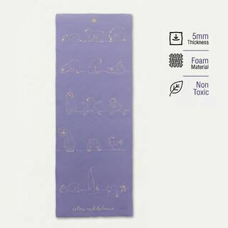 Yoga Mat 5mm Thick, 150 x 60 cm with Carry Straps for Kids – Purple
