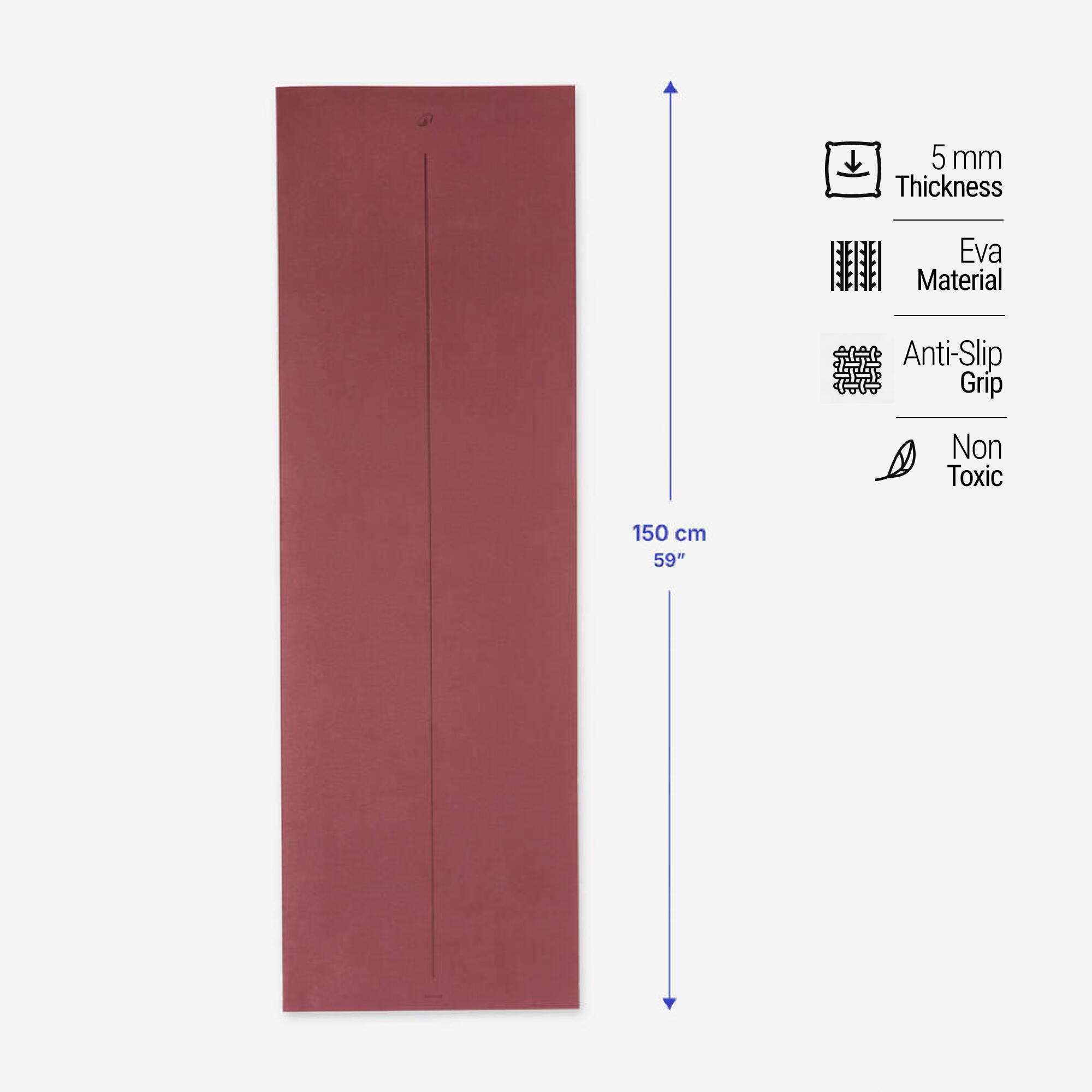 Yoga Mat 5mm Thick, EVA, 180 x 58 cm, Ultra Lightweight with Carry Strap – Brown at ₹999 (48% off)