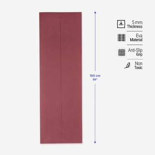 Yoga Mat 5mm Thick, EVA, 180 x 58 cm, Ultra Lightweight with Carry Strap – Brown