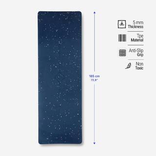 Yoga Mat 5mm Thick, 185 x 61 cm, Lightweight with Carry Strap – Navy Blue