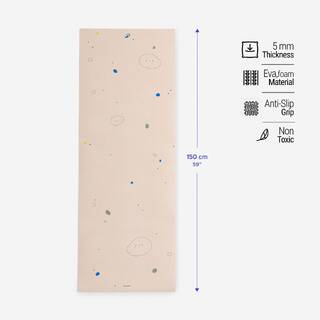 Kids' 5 mm Thick Yoga Mat with Straps - Beige/Blue/Dark Green