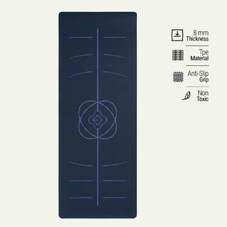 Yoga Mat 8mm Thick, Anti-Slip Foam, 200 x 75 cm with Carry Strap - Comet Blue