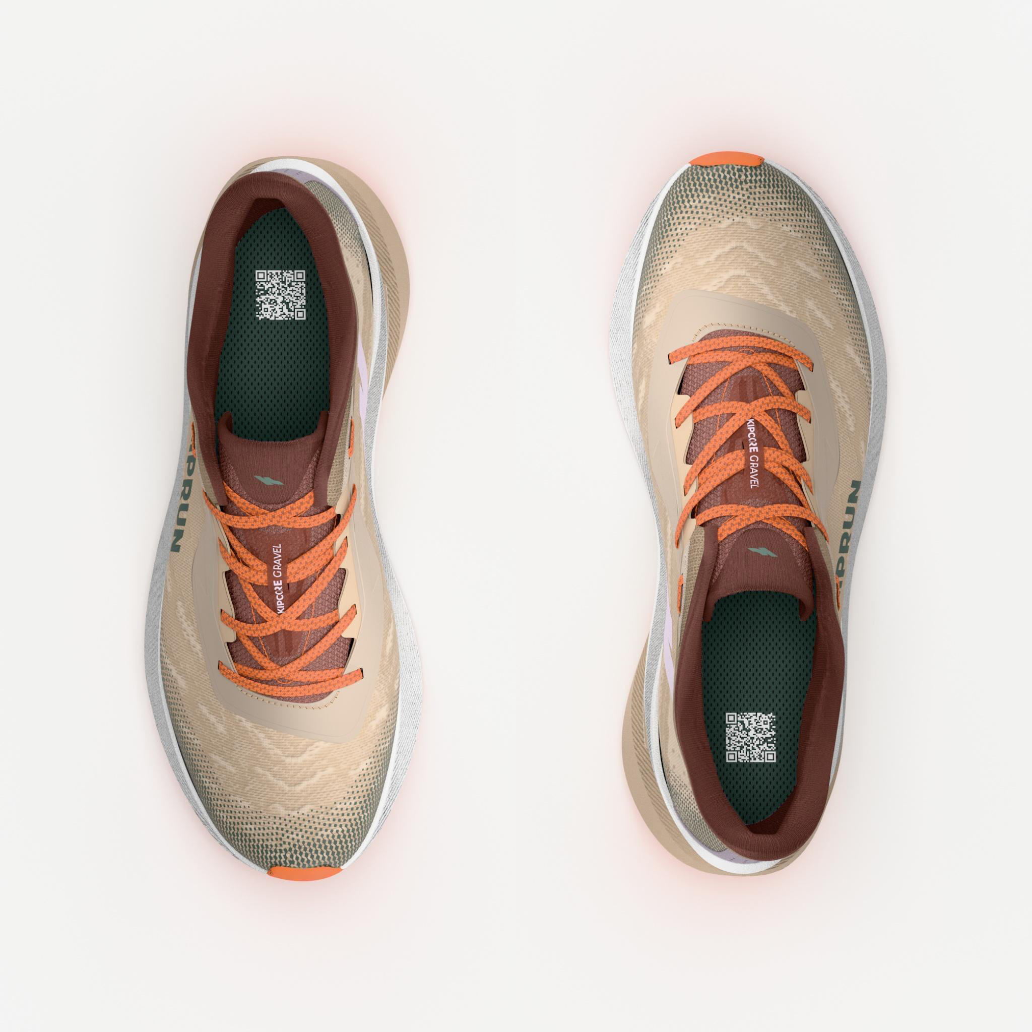 Chaussures de route et trail running homme, Kiprun Kipcore gravel beige orange 3/3