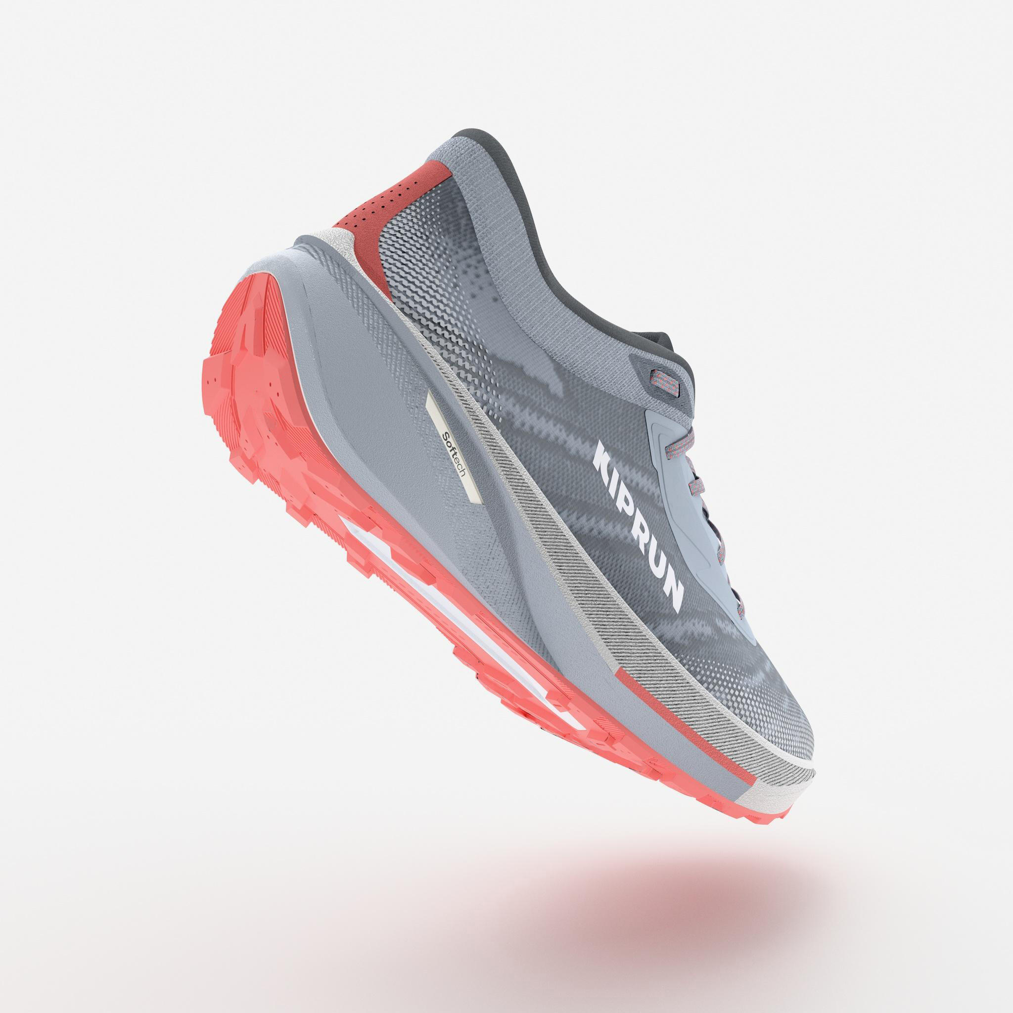 Sapatilhas de Corrida estrada e trail Mulher, Kiprun Kipcore Gravel Cinza/Branco 3/7