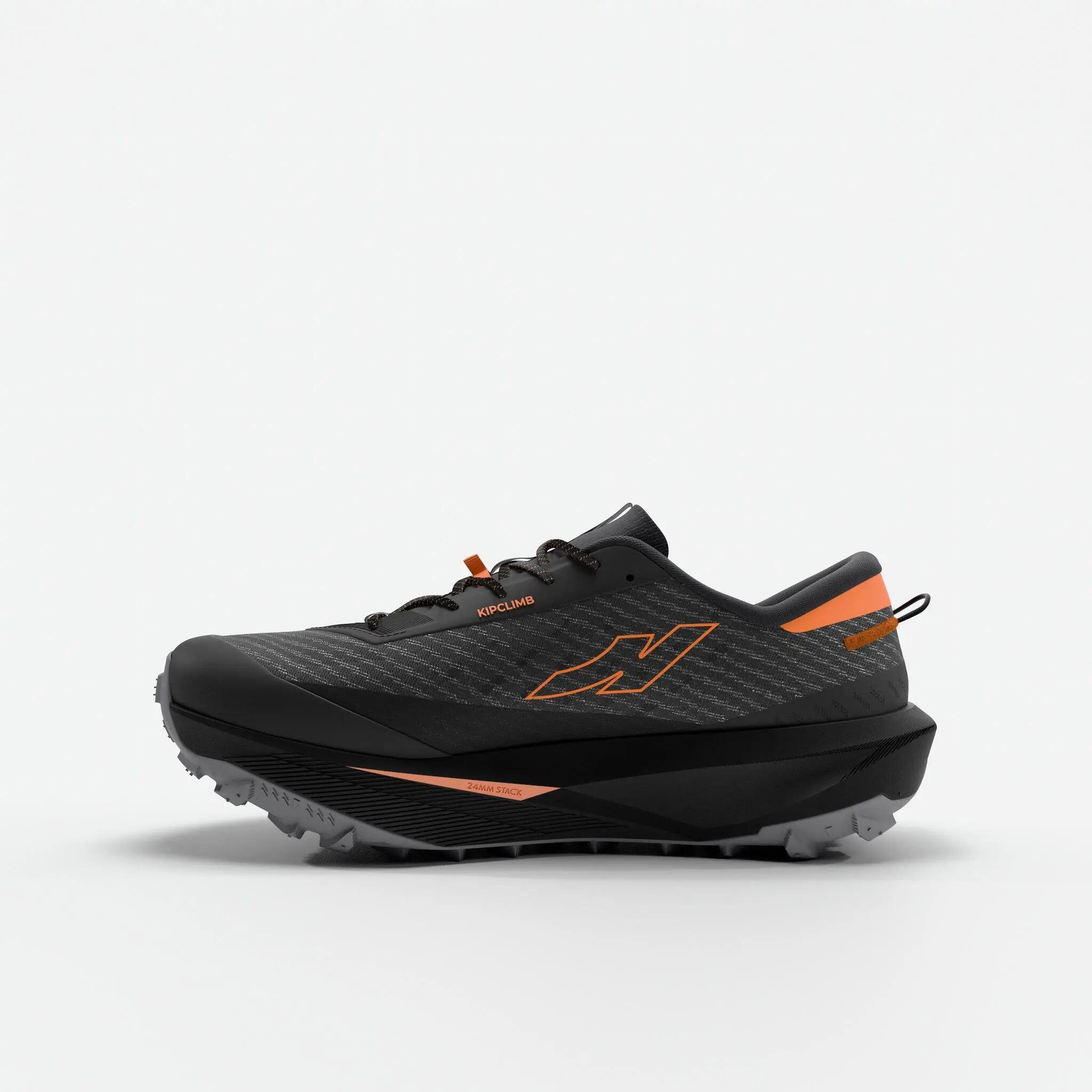 Zapatillas de running trail hombre, Kiprun Kipclimb negro naranja  2/7