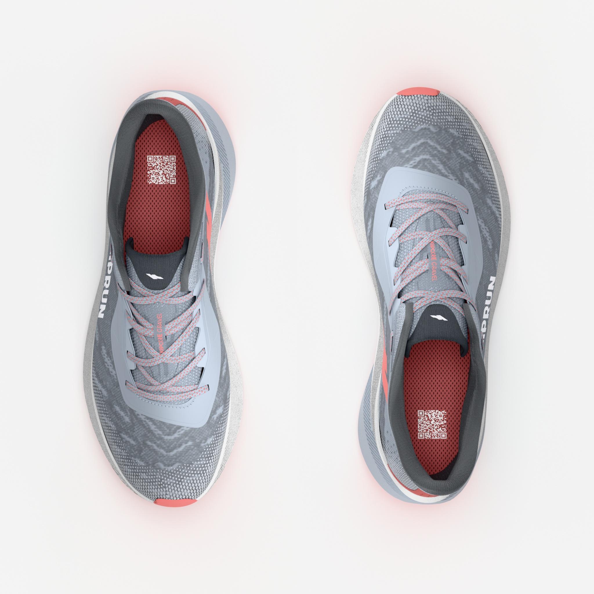 Sapatilhas de Corrida estrada e trail Mulher, Kiprun Kipcore Gravel Cinza/Branco 6/7
