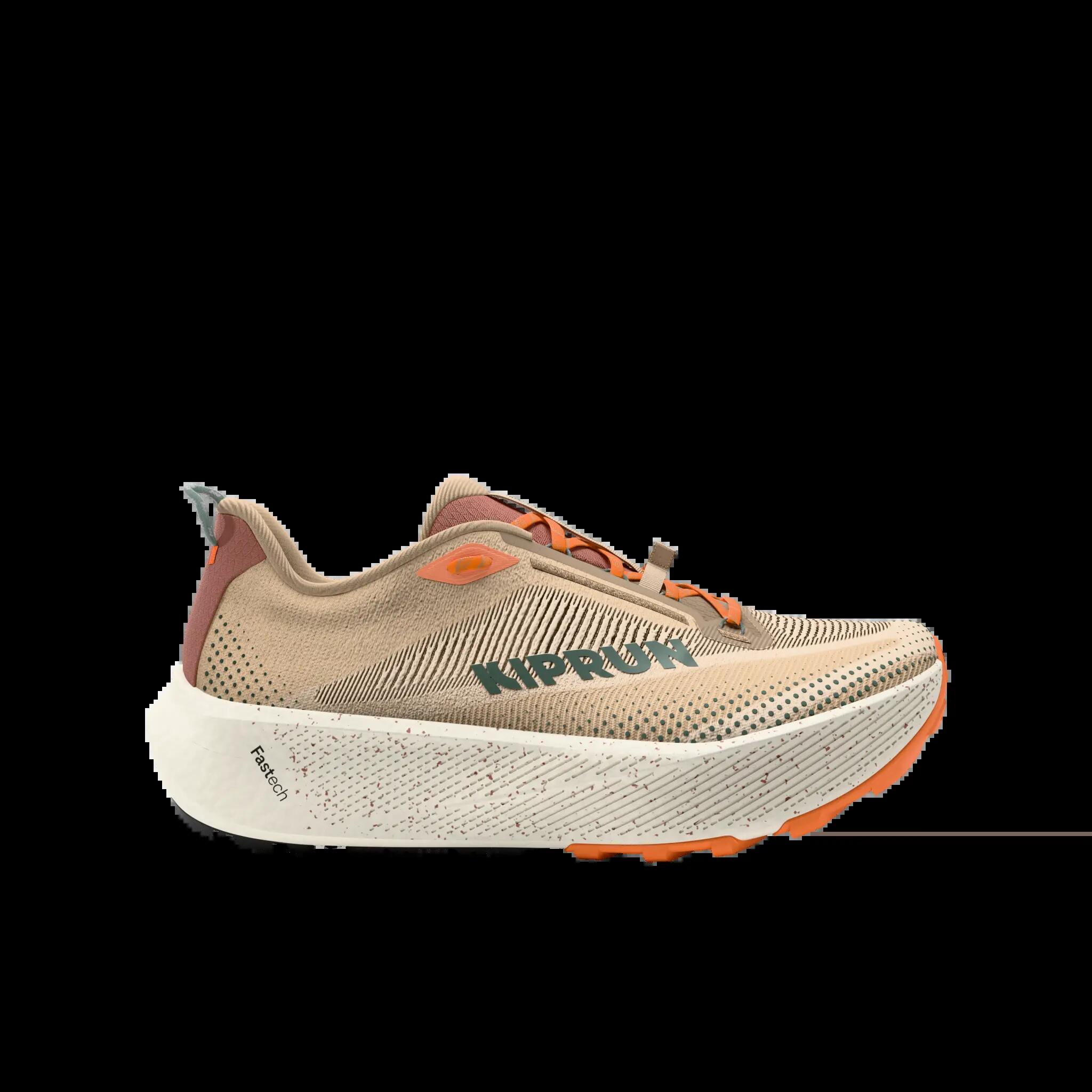 Chaussures de route et trail running homme, Kiprun Kipride gravel beige orange