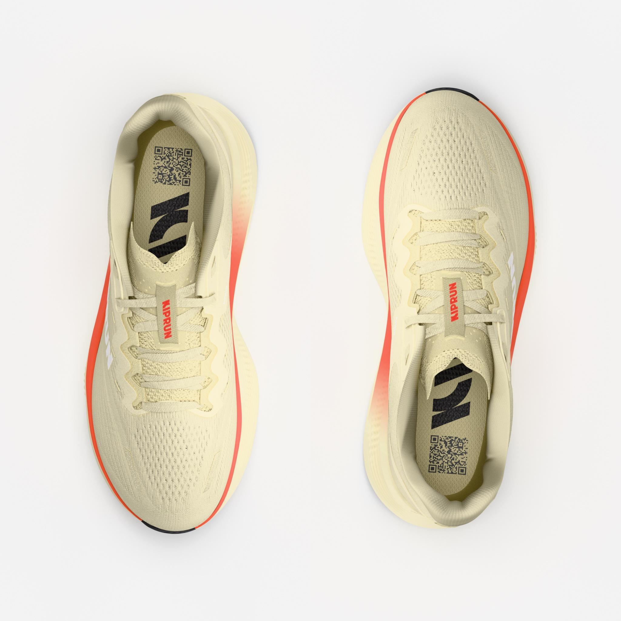 Zapatillas running carretera mujer, Kiprun Kipride Max amarillo  6/7