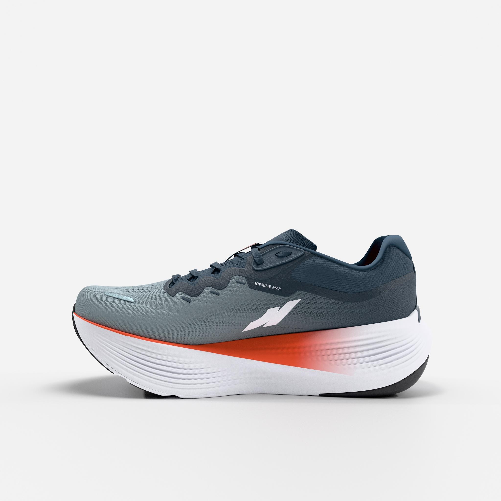 Chaussures de running route homme, Kiprun Kipride Max bleu et orange 4/7