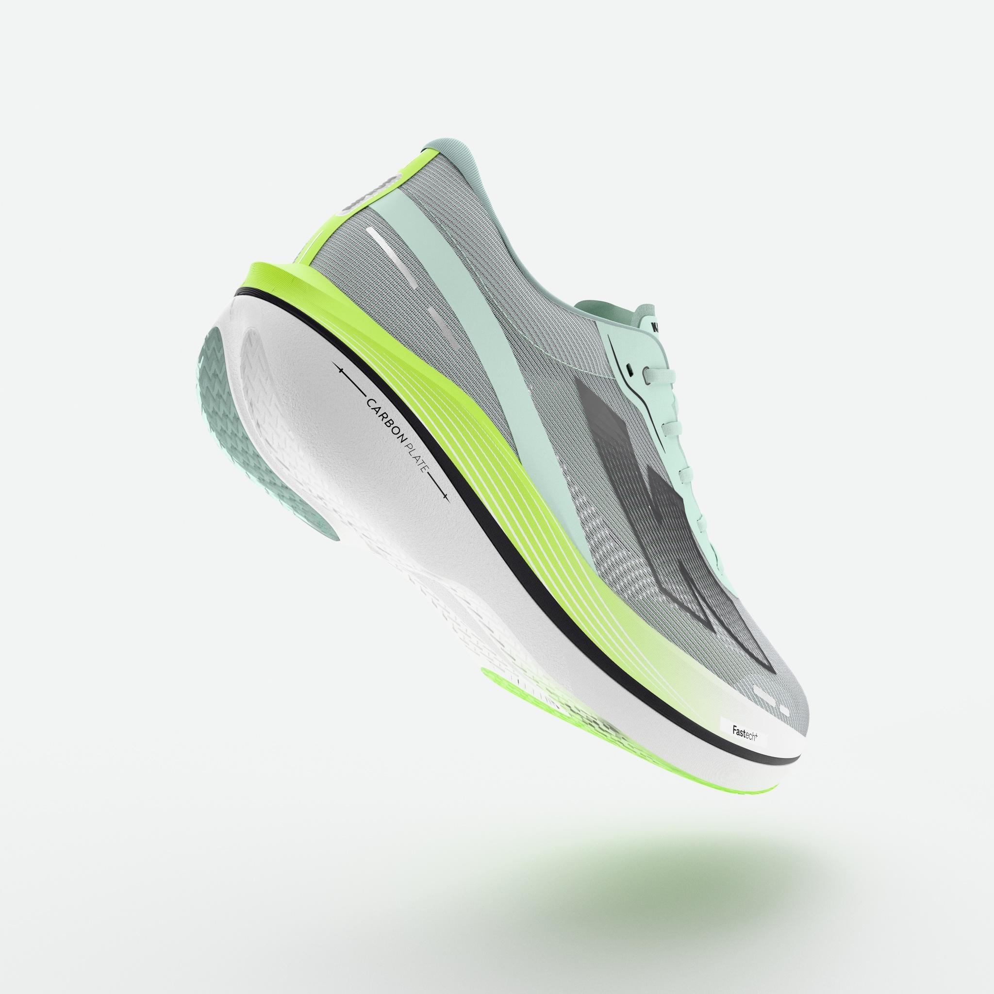 Chaussures de running carbone homme, Kiprun Kipstorm Challenger vert et jaune 3/6