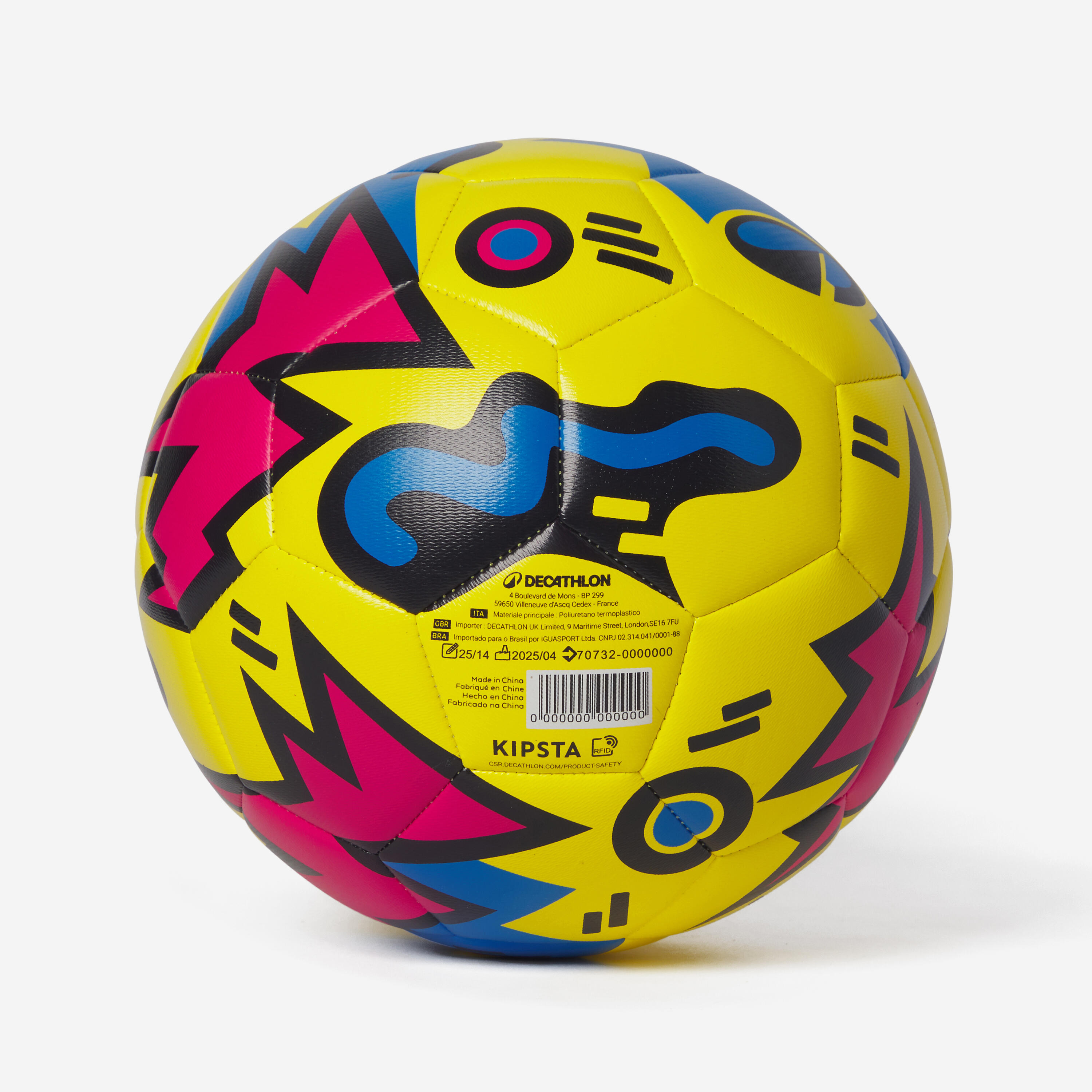 Pallone calcio LEARNING BALL giallo-blu-rosa T5 2/5