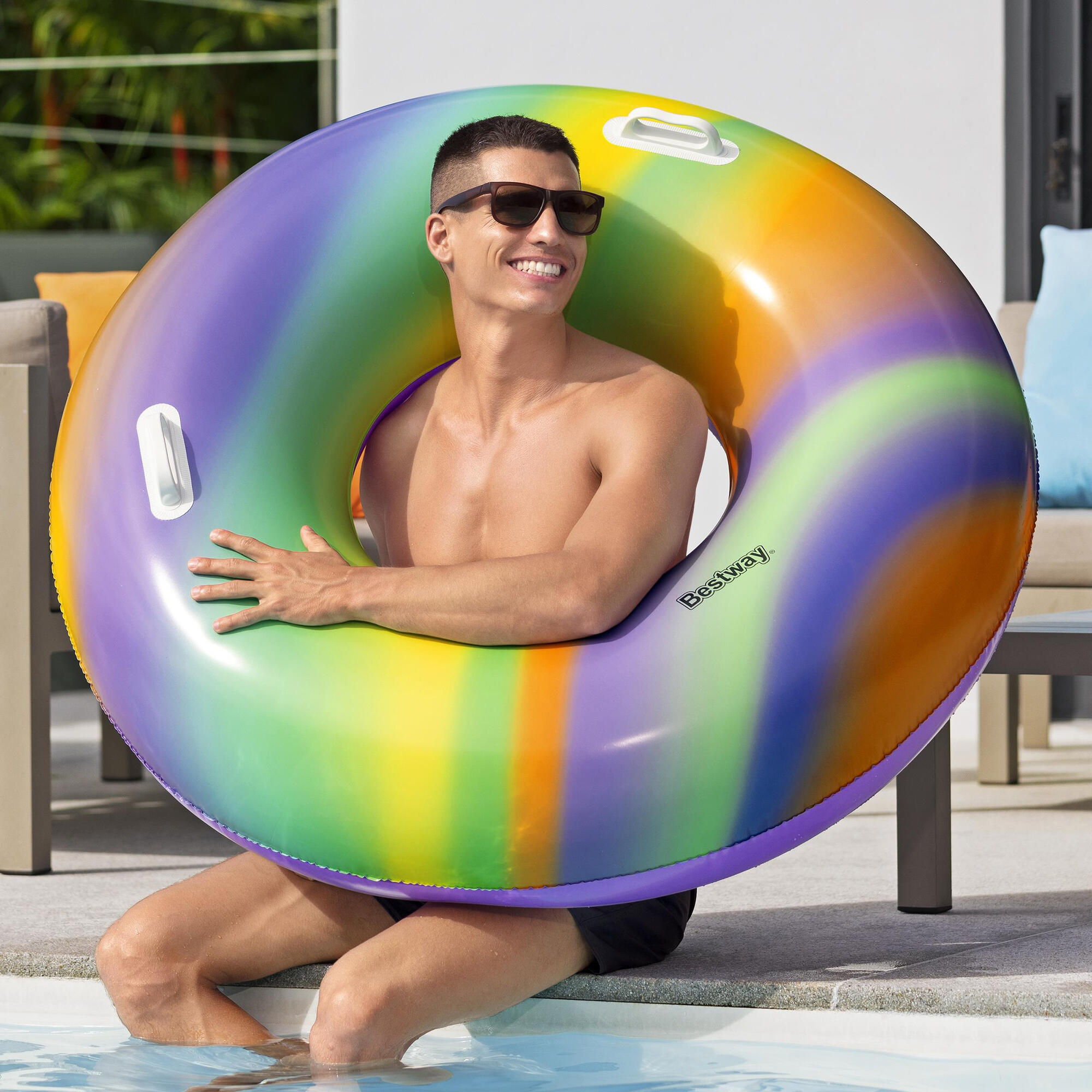 Ciambella salvagente gonfiabile adulto arcobaleno 4/5