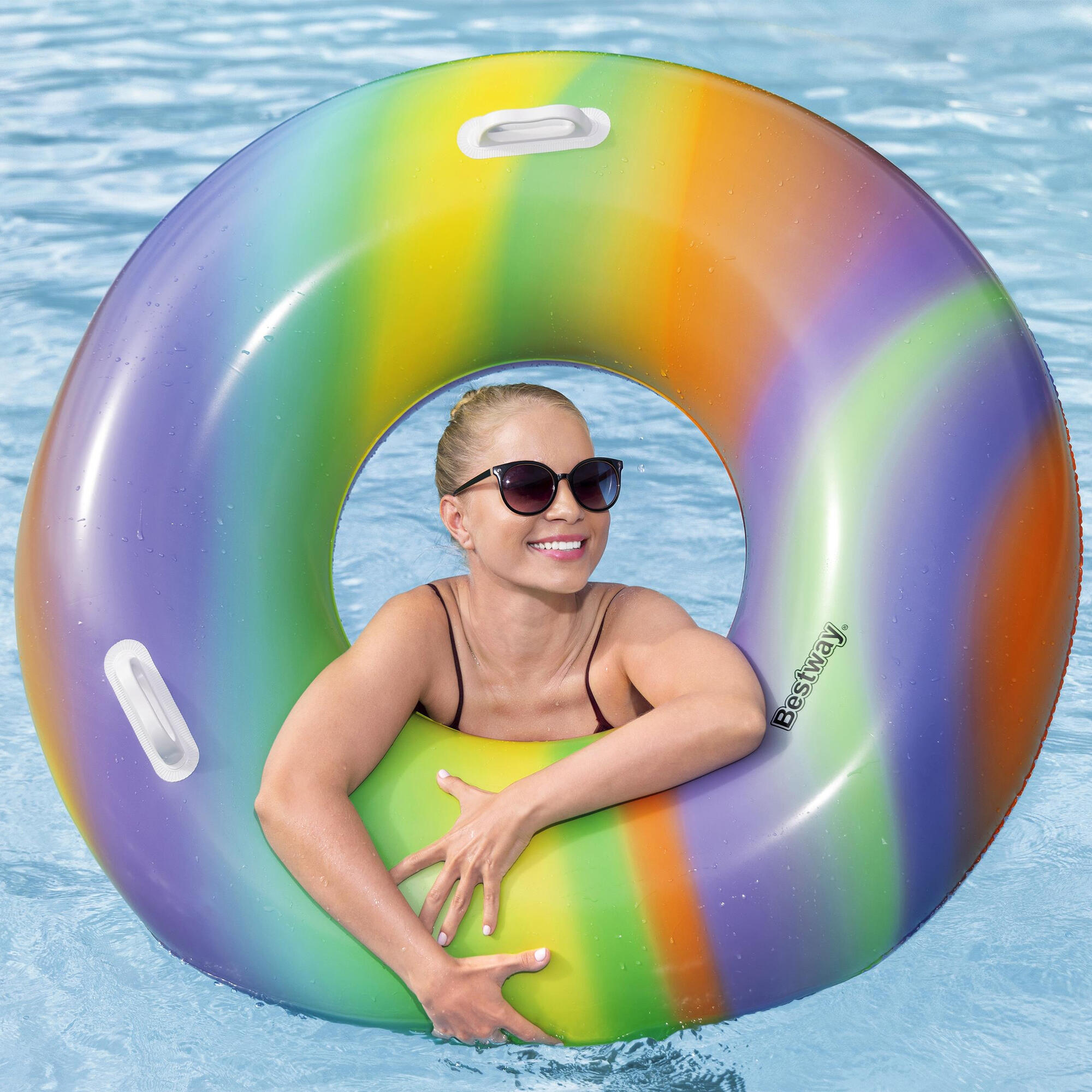 Ciambella salvagente gonfiabile adulto arcobaleno 3/5