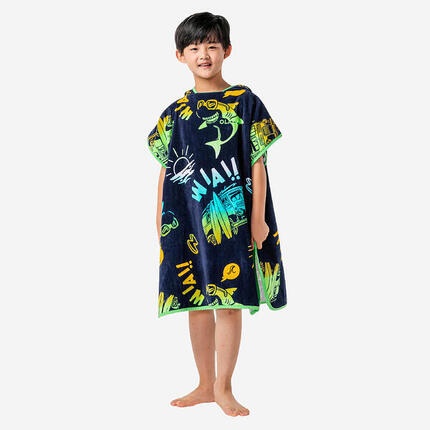 Poncho de bain surf enfant de 110 à 135 cm - 500 Vanlife bleu