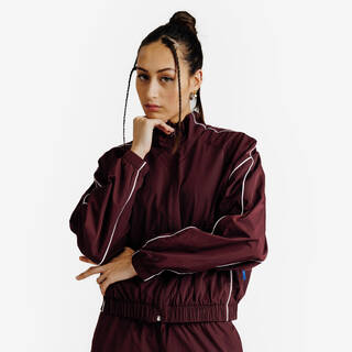Women's woven tracksuit jacket, Heritage, burgundy