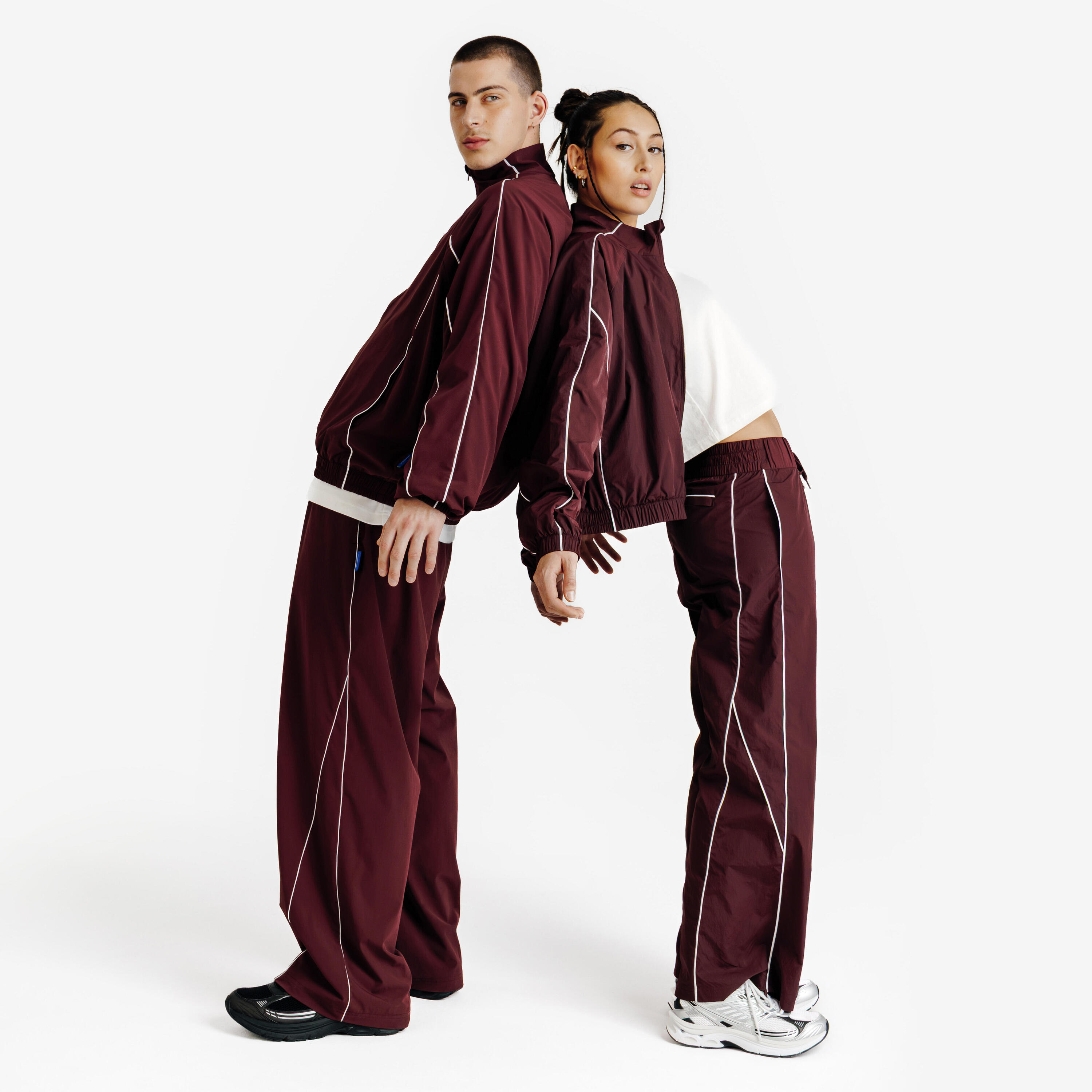 Veste de survêtement tissée femme, Heritage, bordeaux 6/7