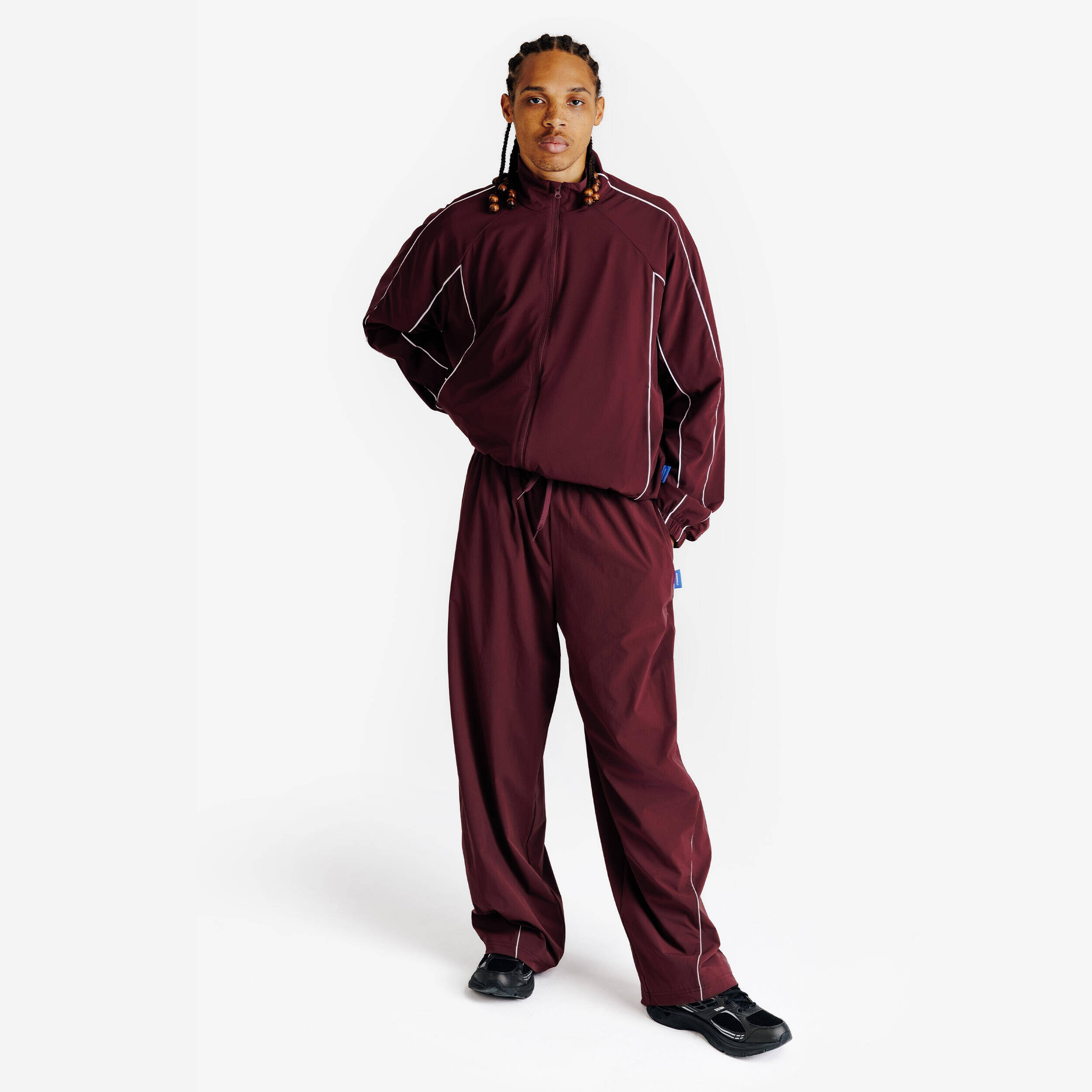 Men's Woven Tracksuit Bottoms Heritage Burgundy -  2