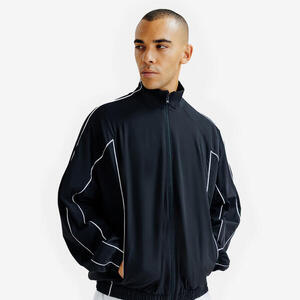 Chaqueta de chándal de tejido arrugado para hombre, Heritage, negro