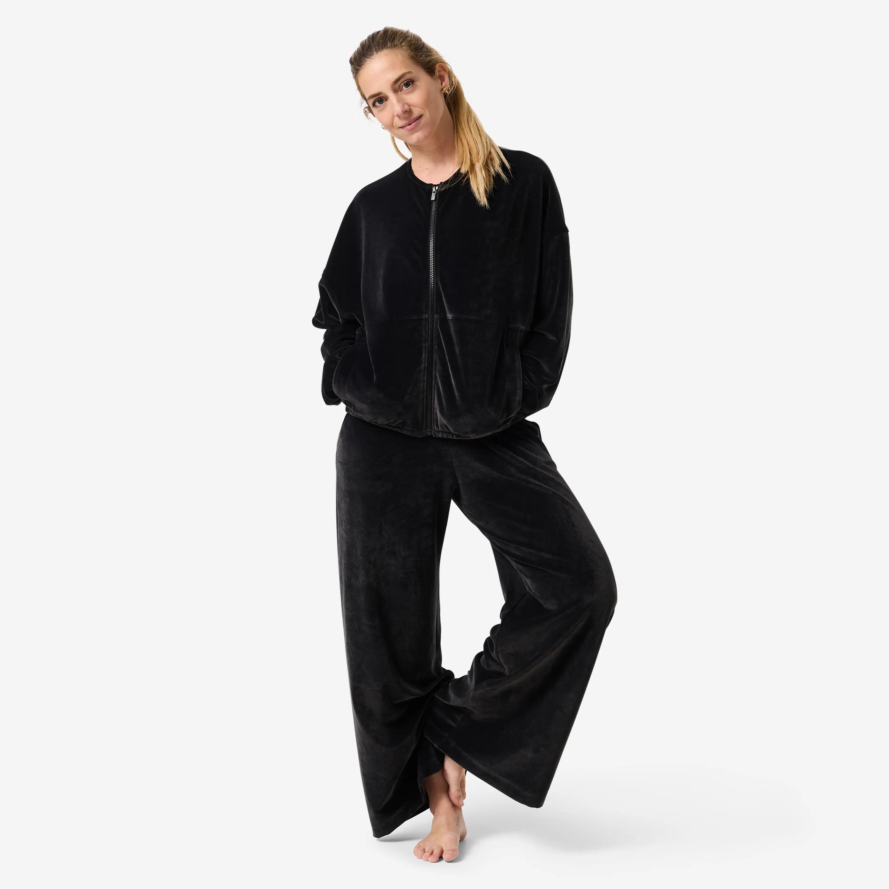 Black velvet yoga and Pilates jacket -  4