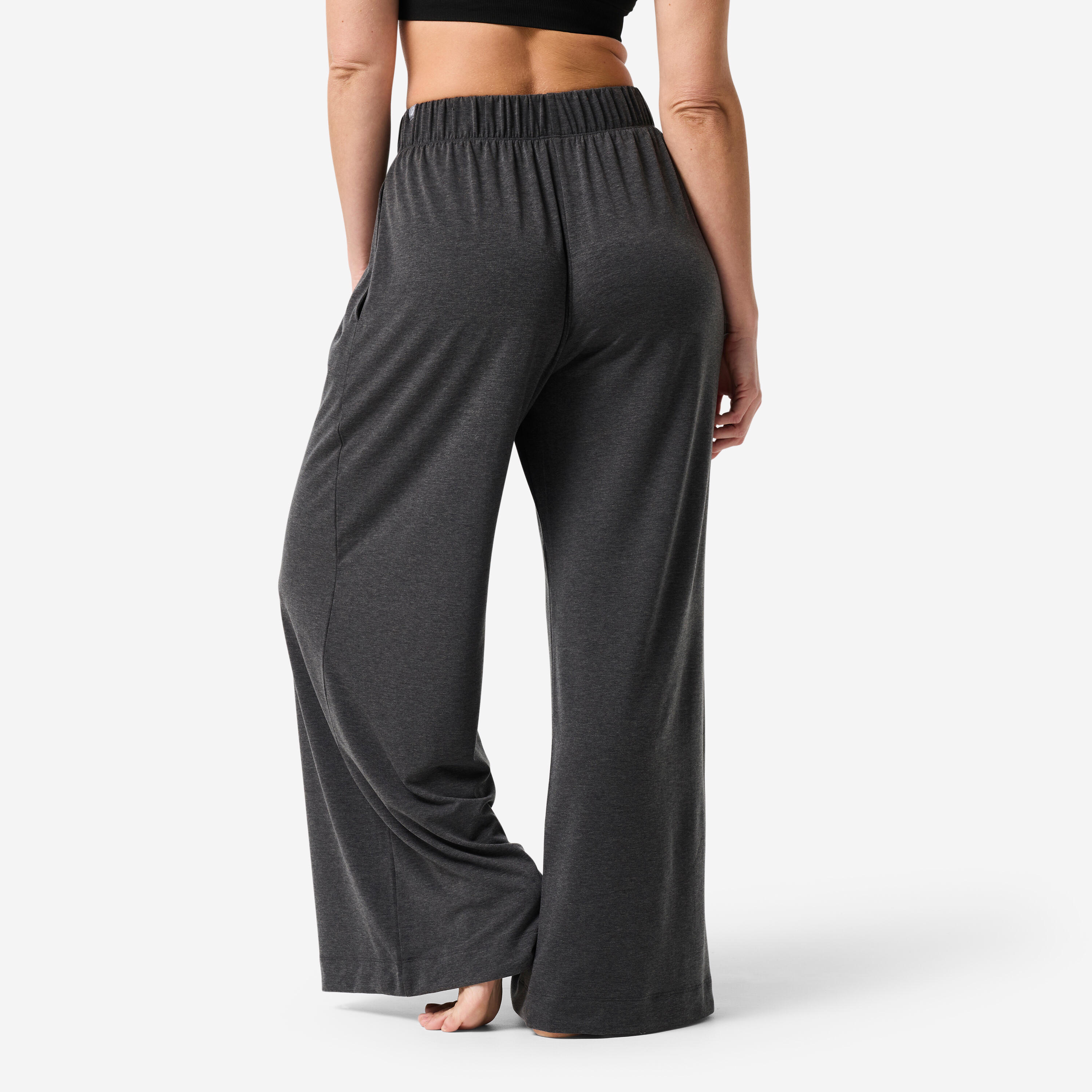 Pantaloni tuta donna yoga SOFT regular fit traspiranti grigi 4/6